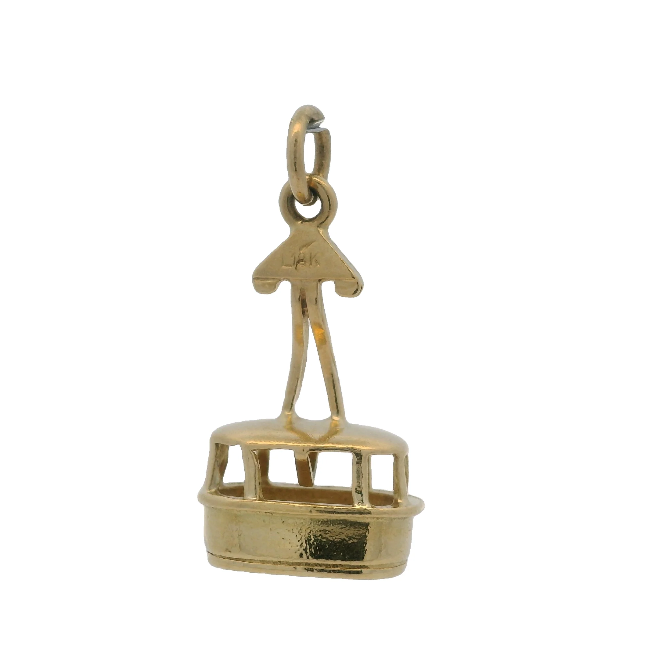 Solid 18kt Yellow Gold Venezuelan Large Tram Cable Car Drop/Dangle Charm Pendant - Image 4