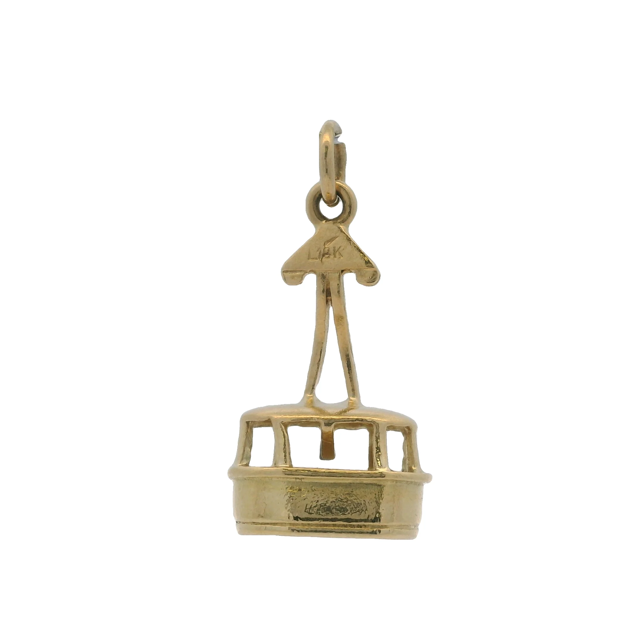 Solid 18kt Yellow Gold Venezuelan Large Tram Cable Car Drop/Dangle Charm Pendant - Image 5