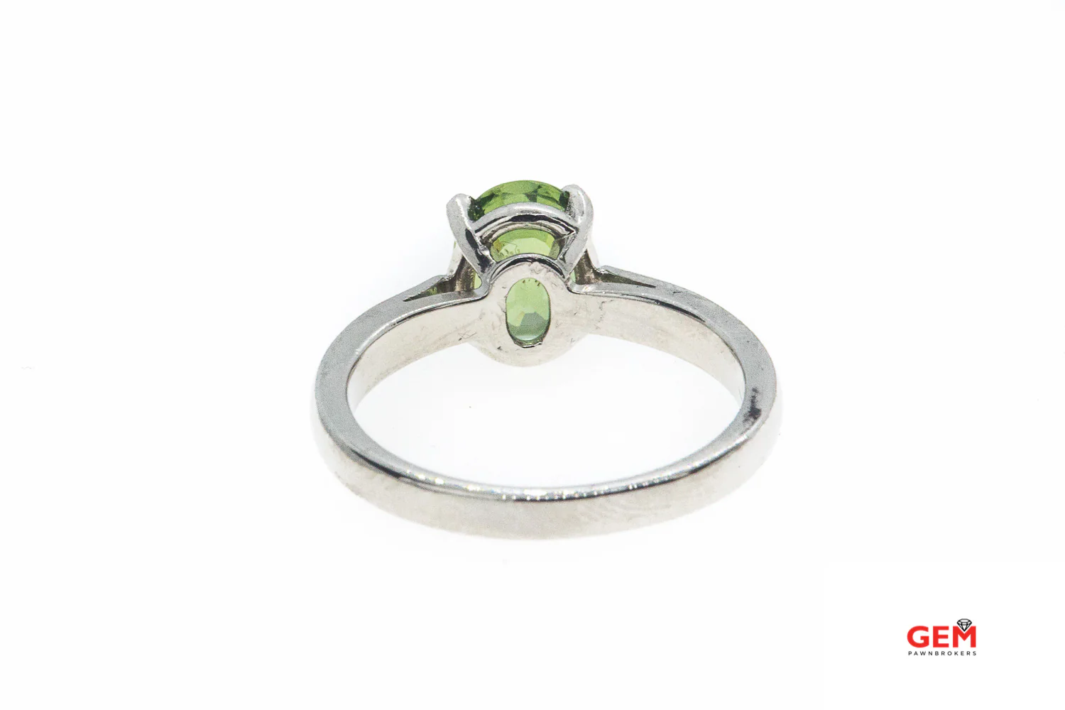 Solid 900 Platinum and 0.86ct Green Peridot Solitaire Ring Size 7 - Image 10