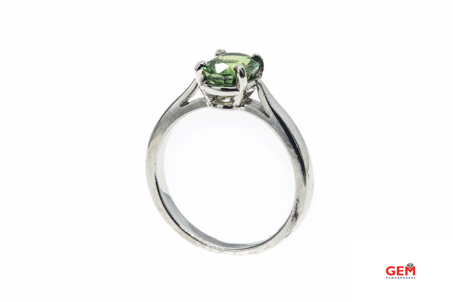 Solid 900 Platinum and 0.86ct Green Peridot Solitaire Ring Size 7 - Image 9