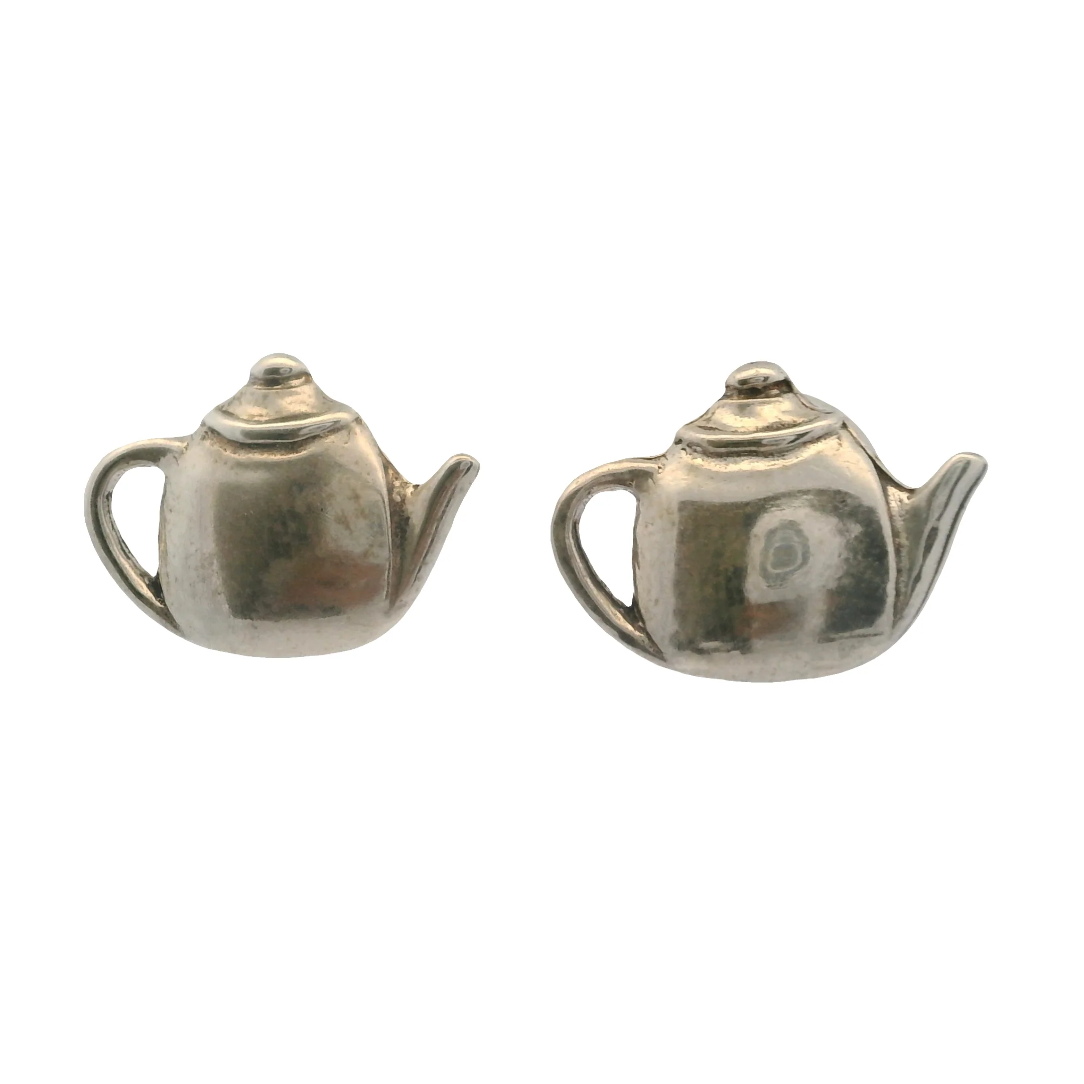 Solid 925 Sterling Silver Teapot 15mm Wide Stud Earrings - Image 2