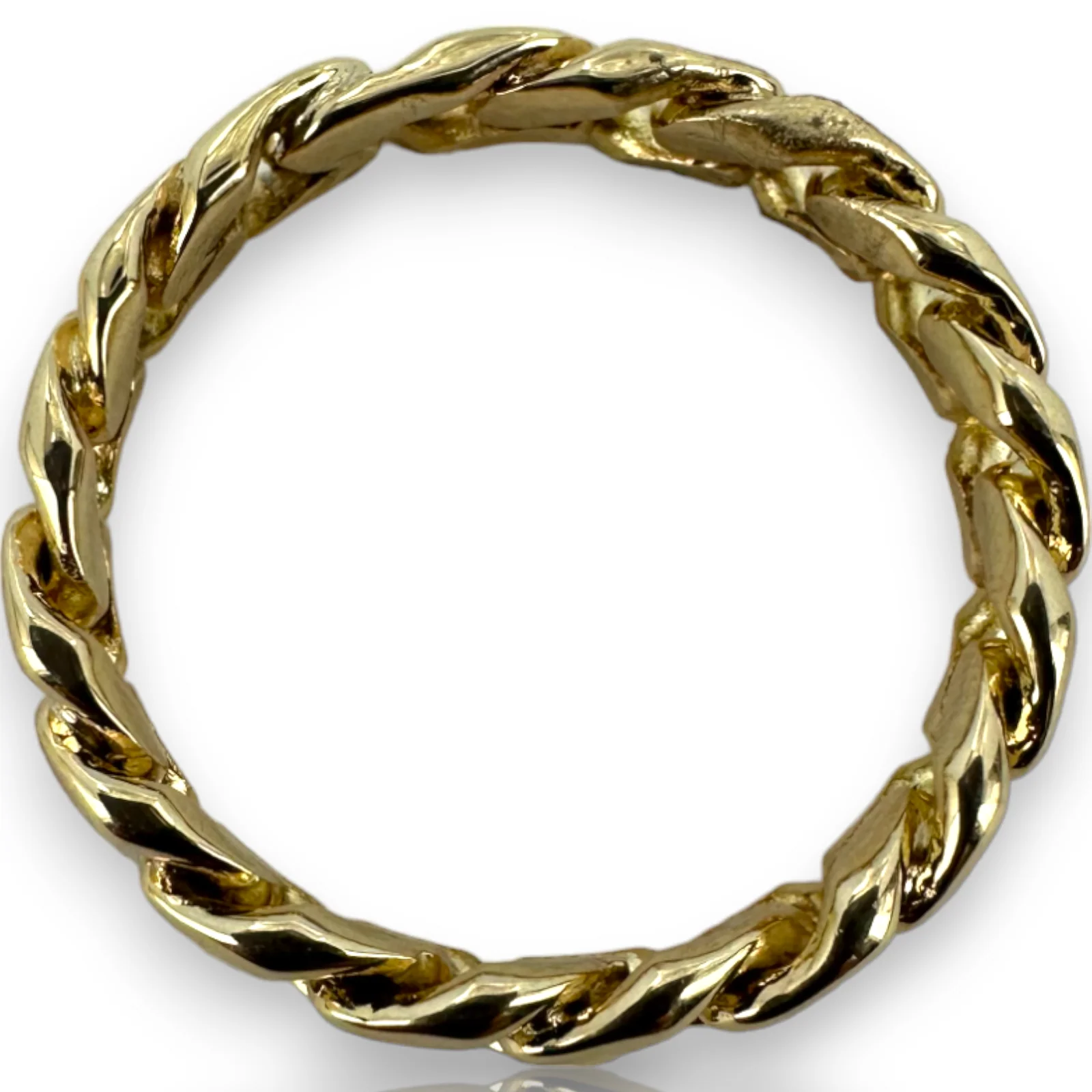 Solid Cuban Link Style Eternity 14kt 585 Yellow Gold 5.5mm Band Ring Size 11 - Image 2