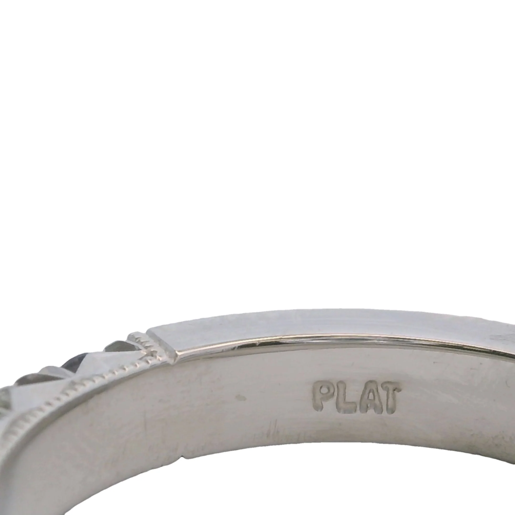Solid Platinum Alternating Diamond and Sapphire 3mm Half-Eternity Wedding Band Ring Size 5.75 - Image 6