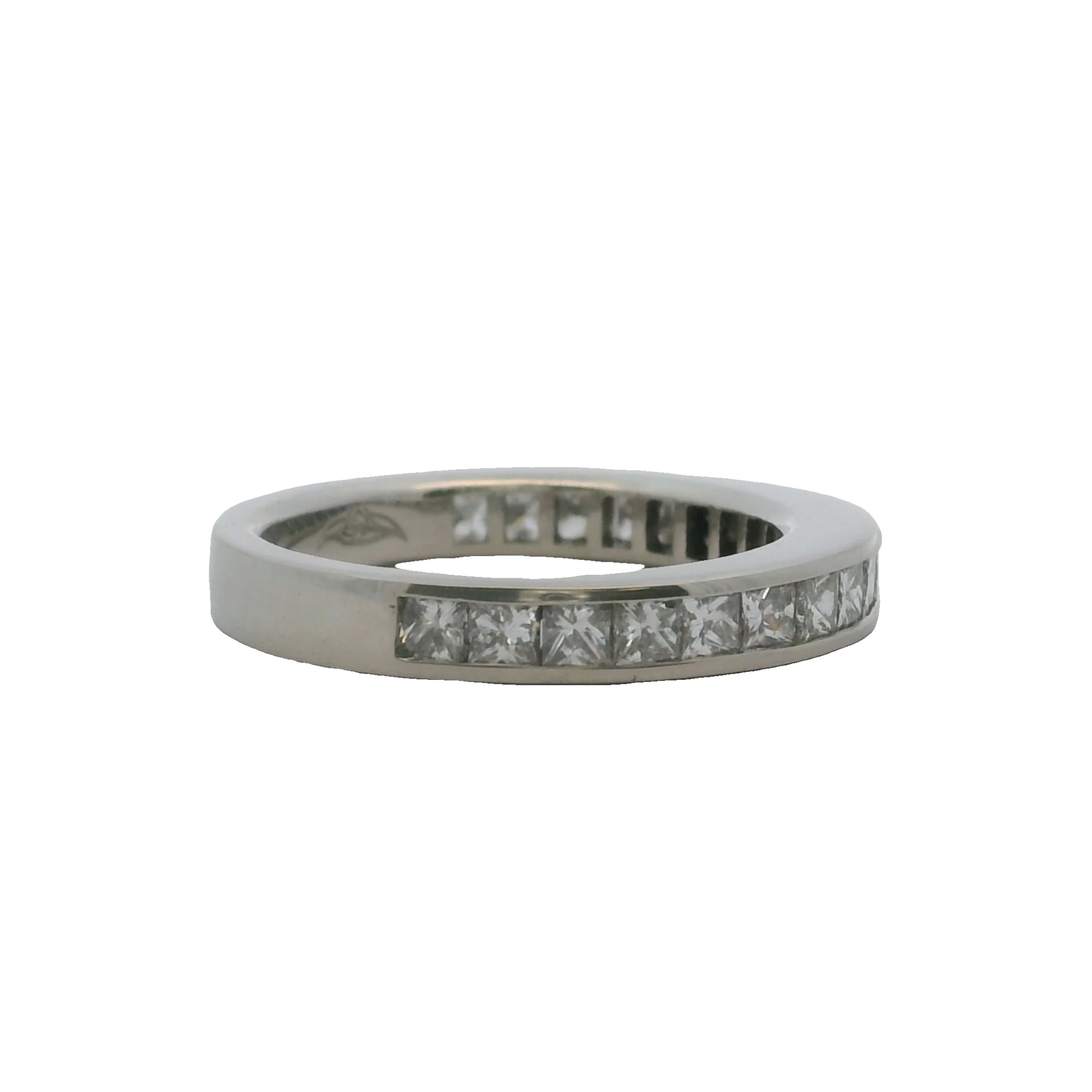 Solid Platinum and Princess Cut Diamond Channel Set 3.3mm Wedding Stackable Band Ring Size 6.5 - Image 3