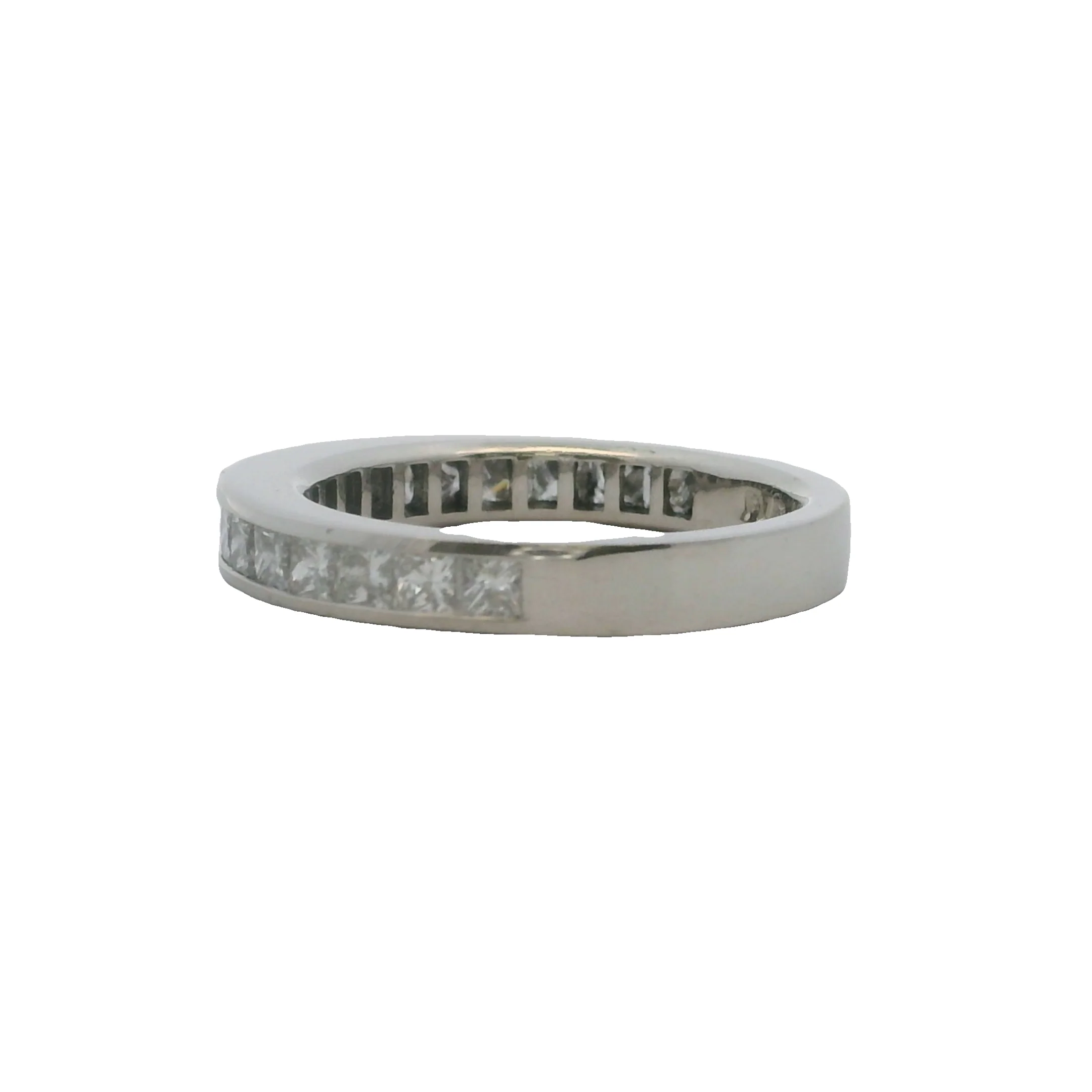 Solid Platinum and Princess Cut Diamond Channel Set 3.3mm Wedding Stackable Band Ring Size 6.5 - Image 4