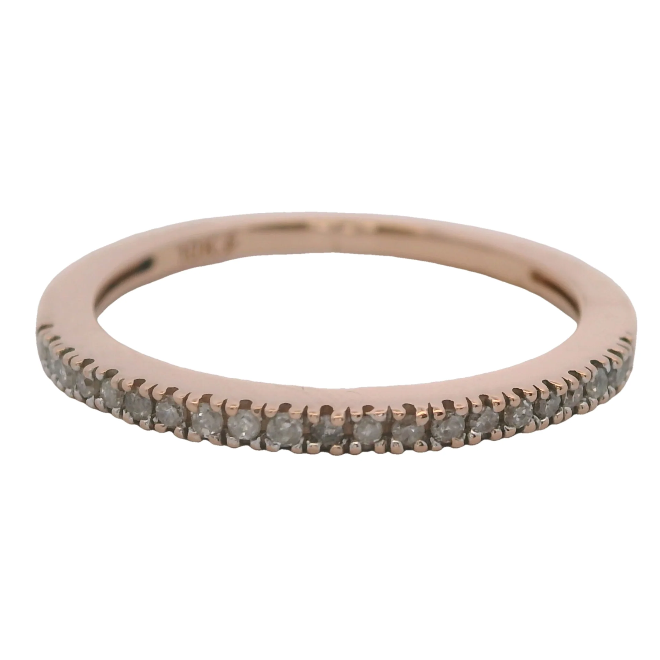 Solid Rose Gold 10kt and Diamond Thin 1.5mm Stackable Band Ring Size 5.5