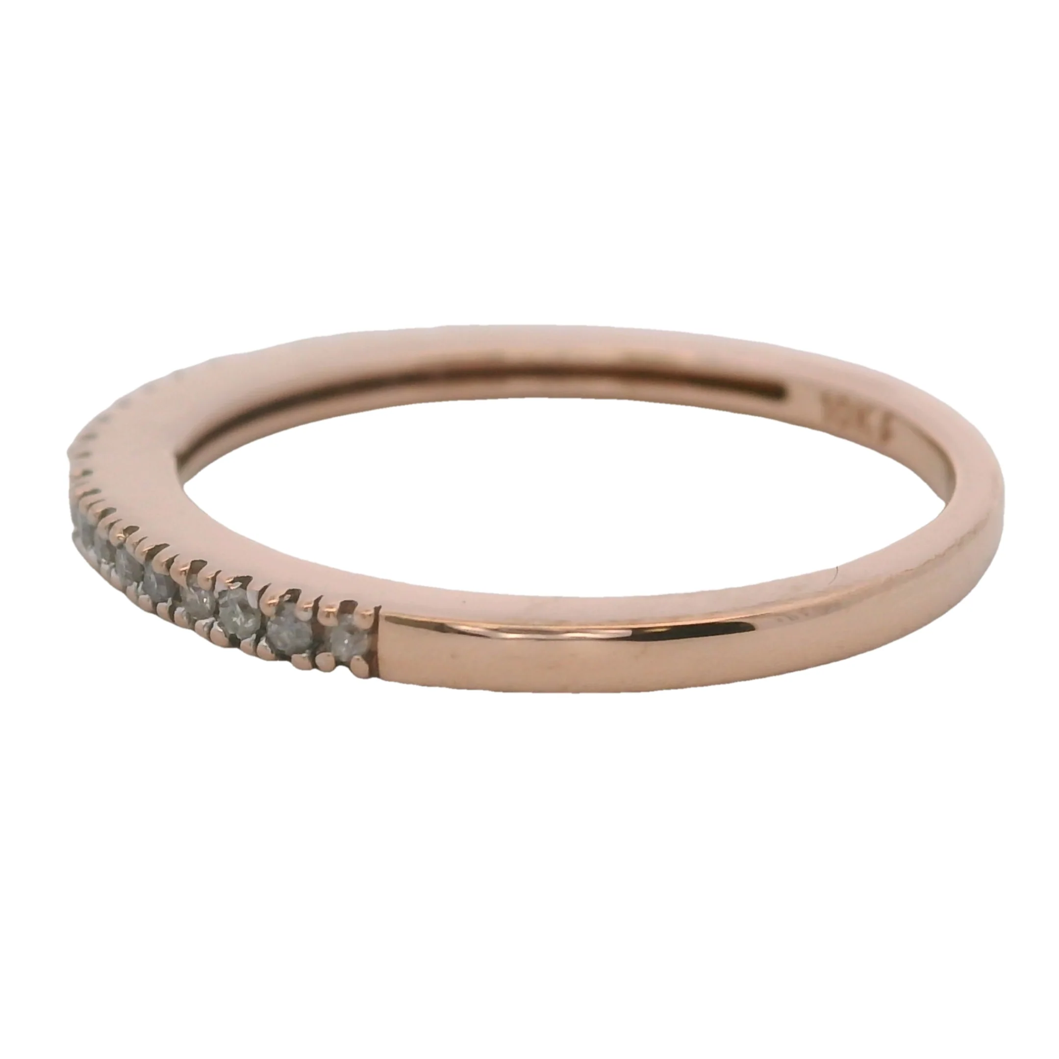 Solid Rose Gold 10kt and Diamond Thin 1.5mm Stackable Band Ring Size 5.5 - Image 2