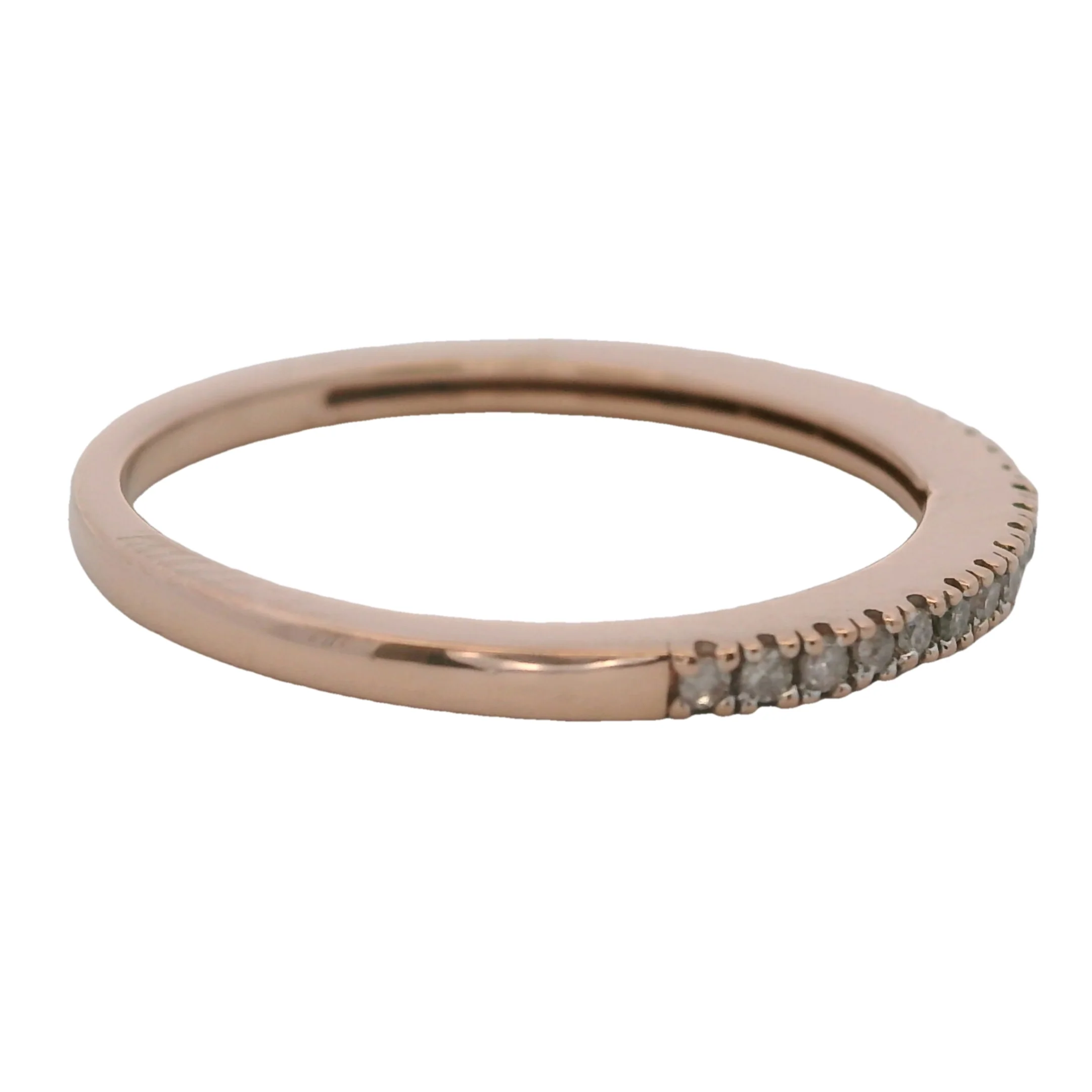 Solid Rose Gold 10kt and Diamond Thin 1.5mm Stackable Band Ring Size 5.5 - Image 3
