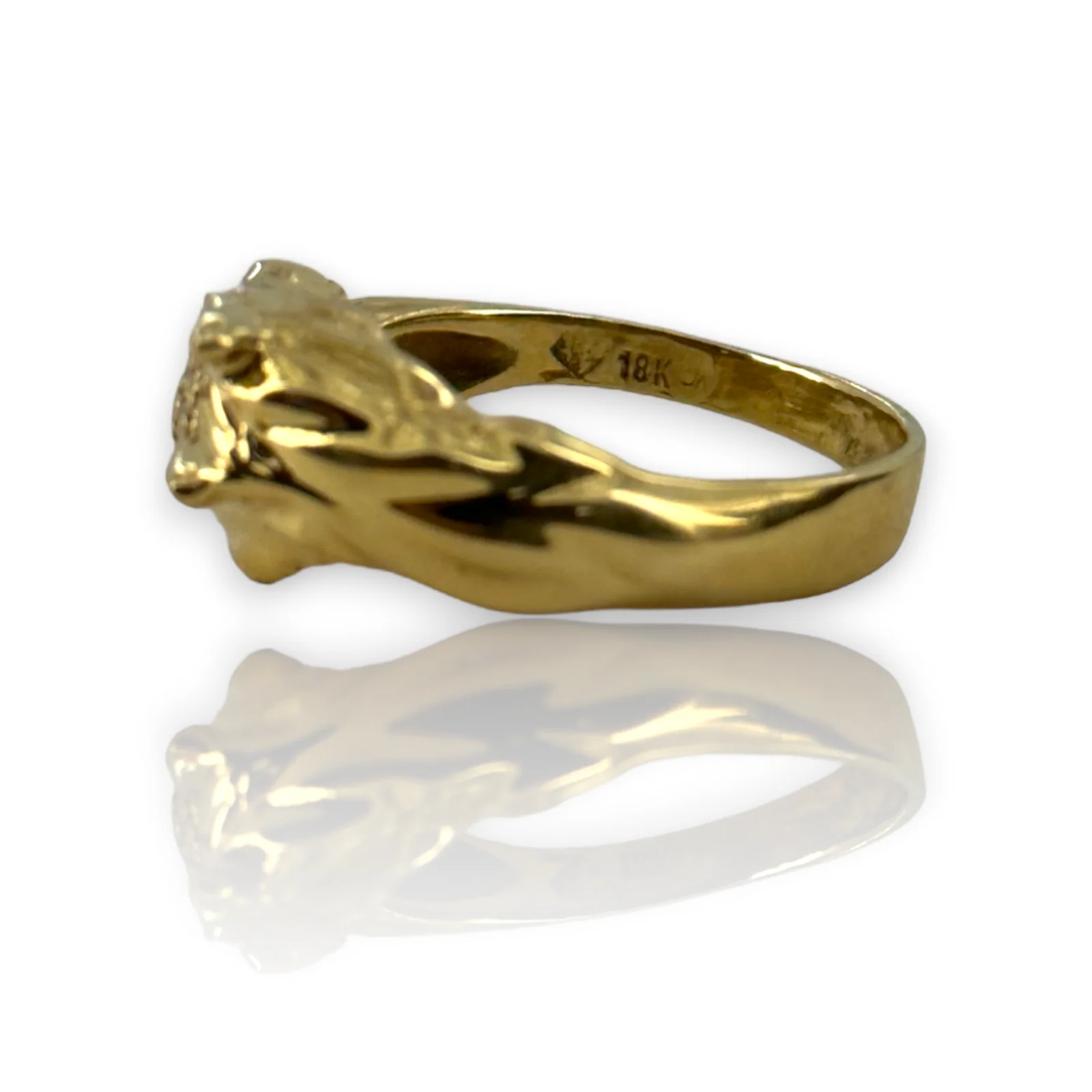 Solid Yellow Gold Diamond & Emerald Horse Animal Wrap Around Ring Size 9.5 - Image 3