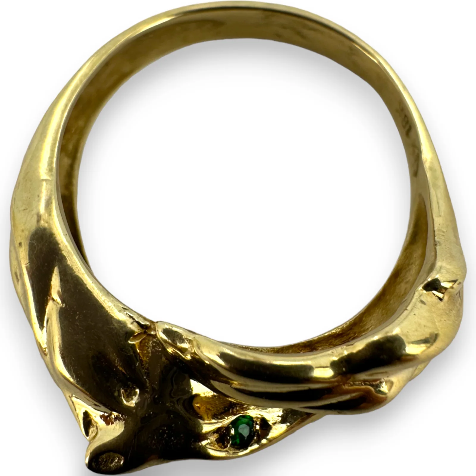 Solid Yellow Gold Diamond & Emerald Horse Animal Wrap Around Ring Size 9.5 - Image 4