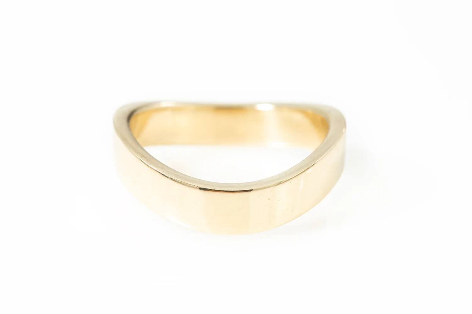Solitaire Blue Sapphire 14k 585 Yellow Gold Wave Style Wedding Band Ring Size 9 - Image 2