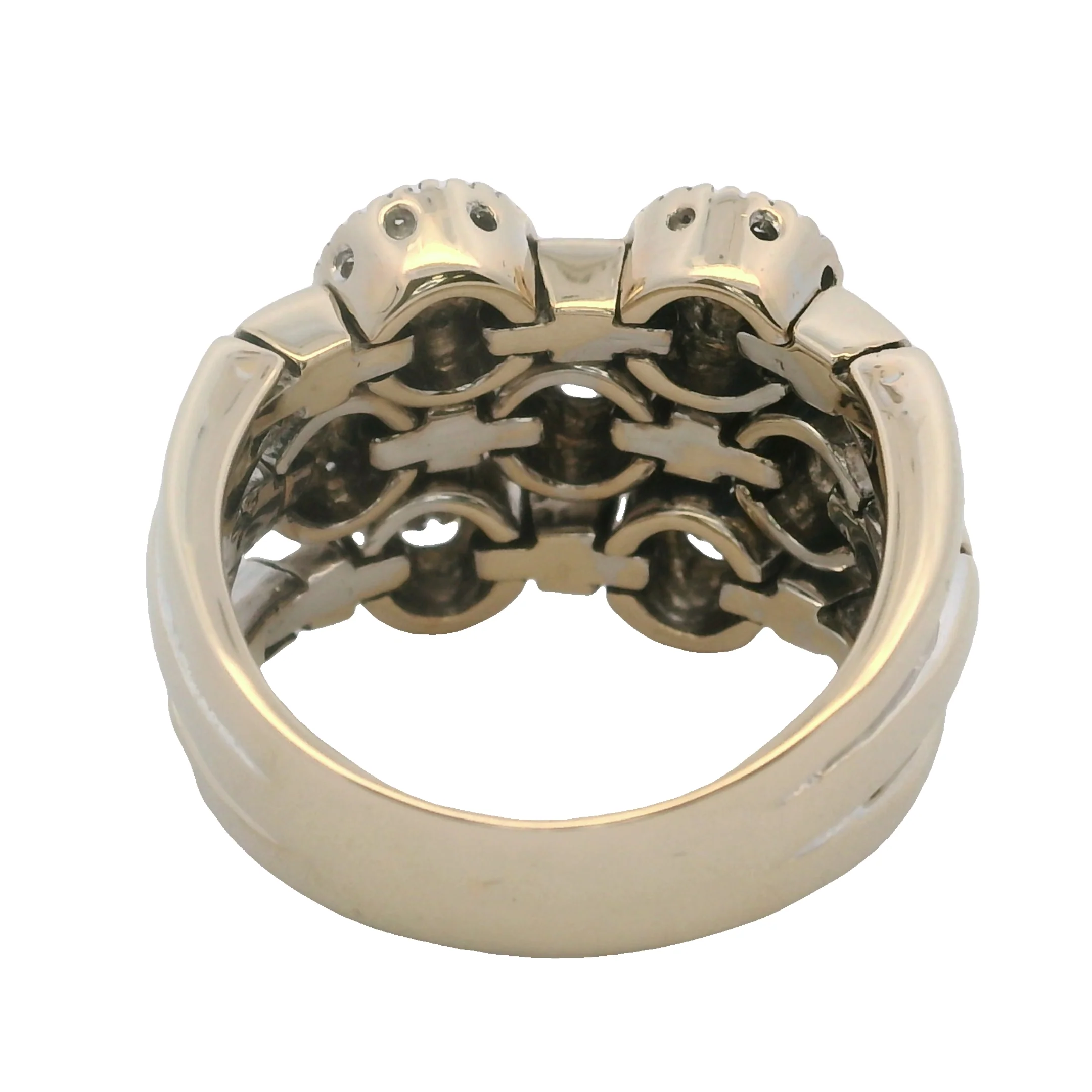 Sonia B Solid 14kt White Gold and Diamond 3-Row Halo Cluster Flex Ring Size 6 - Image 4