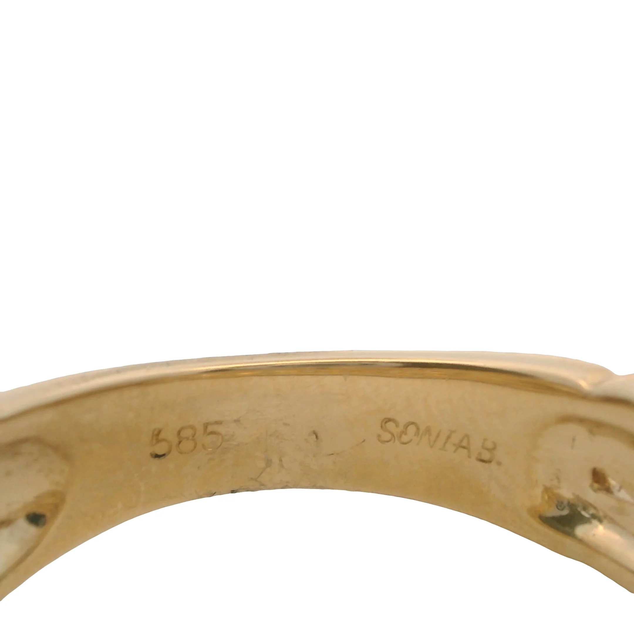 Sonia B Solid 14kt Yellow Gold and Bezel Set Diamond Double Row Bubble Ring Size 9.25 - Image 6