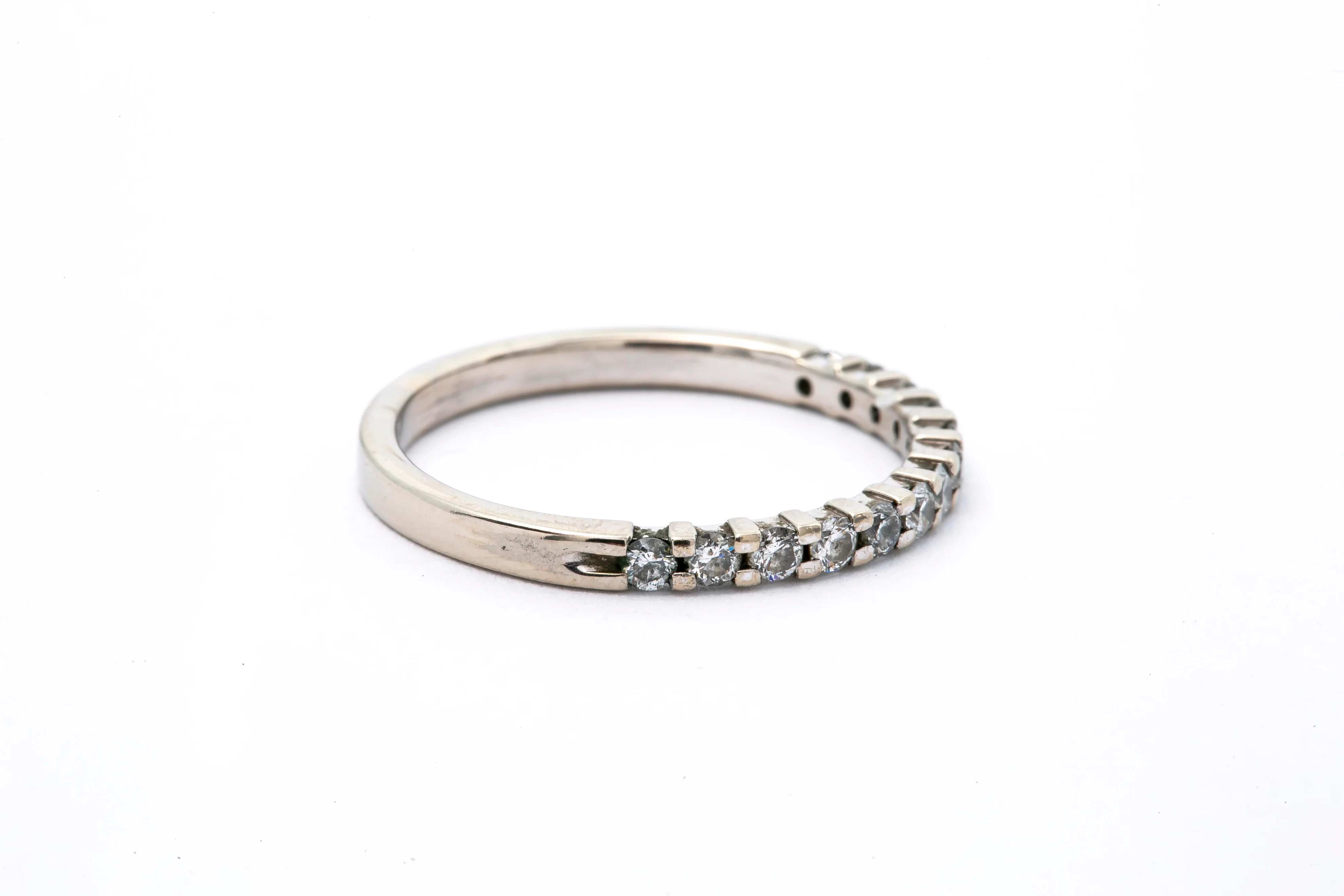 Stackable 2mm Round Brilliant Diamond 14k 585 White Gold Band Ring Size 7.5 - Image 2