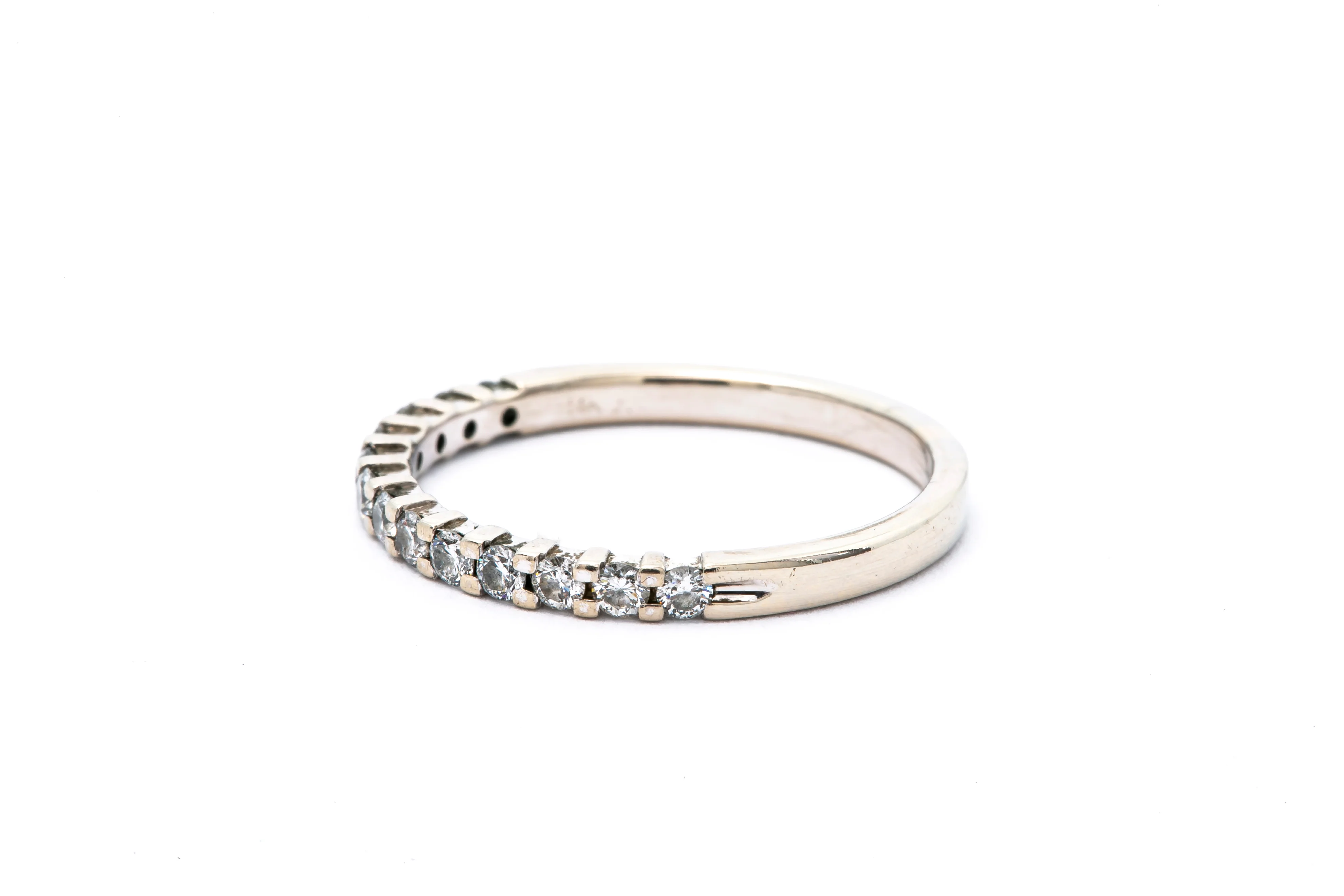Stackable 2mm Round Brilliant Diamond 14k 585 White Gold Band Ring Size 7.5 - Image 3