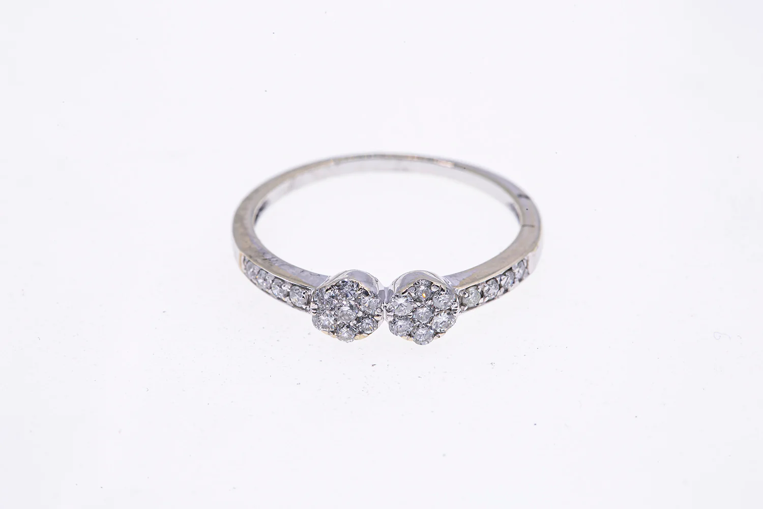 Stackable Diamond Cluster Line Band 10K 417 White Gold Ring Size 7 1/4
