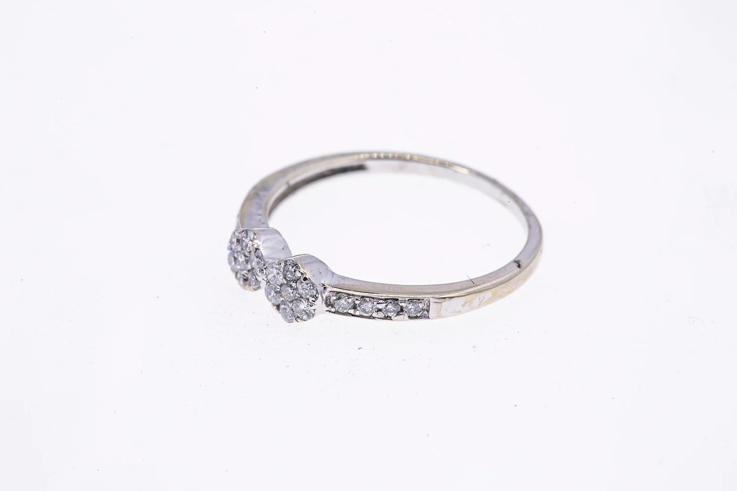 Stackable Diamond Cluster Line Band 10K 417 White Gold Ring Size 7 1/4 - Image 2