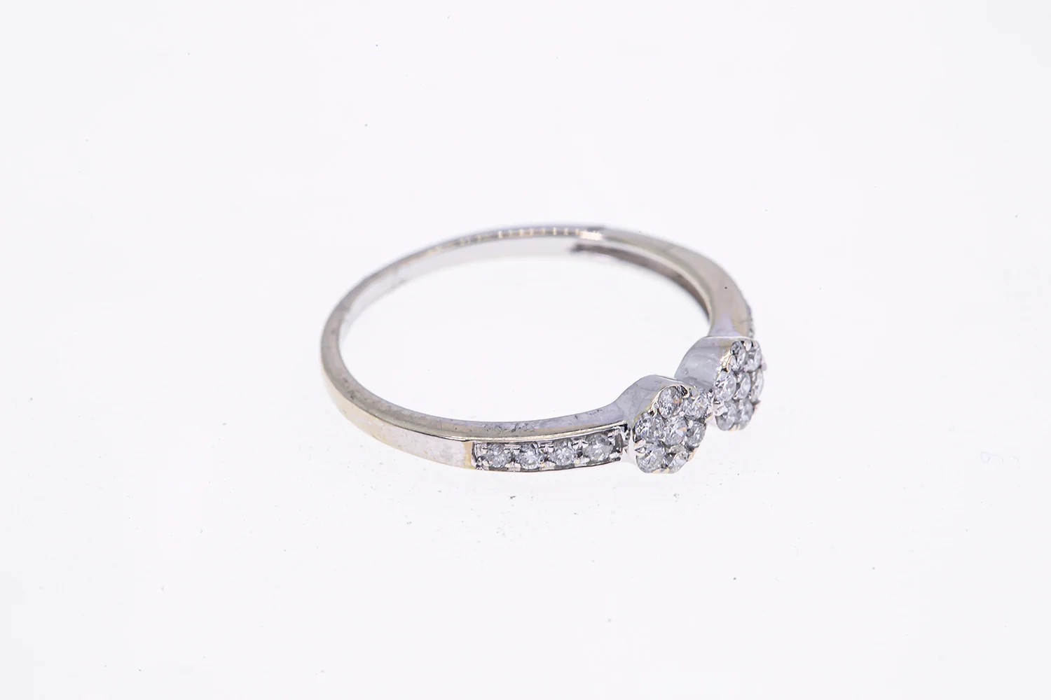 Stackable Diamond Cluster Line Band 10K 417 White Gold Ring Size 7 1/4 - Image 3