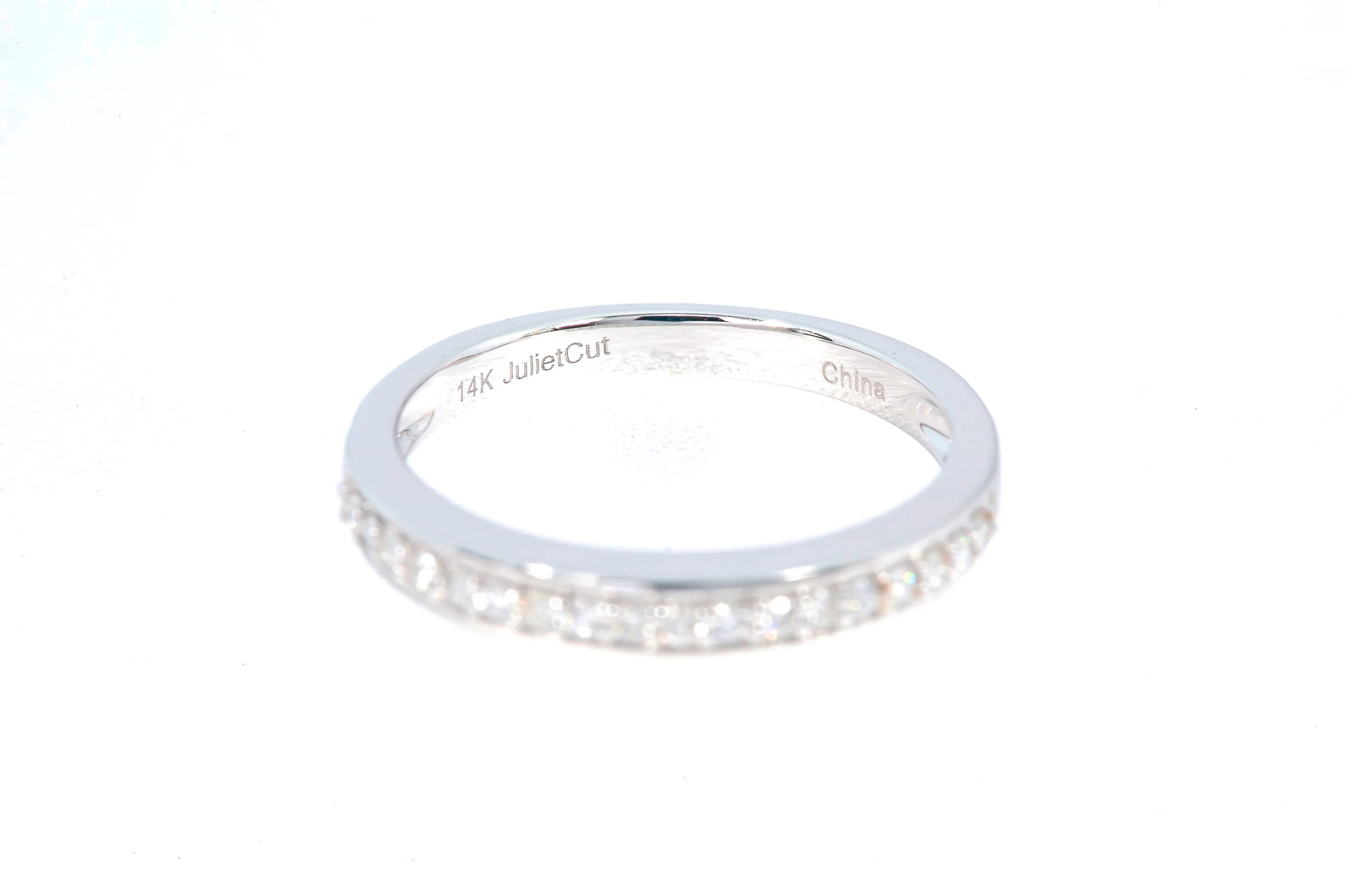 Stackable Diamond Pave Wedding Band 14k 585 White Gold Ring Size 7 Juliet Cut - Image 6