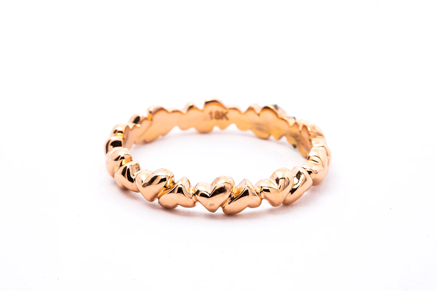 Stackable Eternity Band Interlocking Heart Ring 18k 750 Rose Gold Size 6