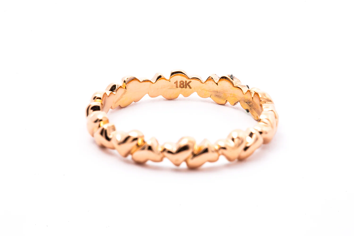 Stackable Eternity Band Interlocking Heart Ring 18k 750 Rose Gold Size 6 - Image 2