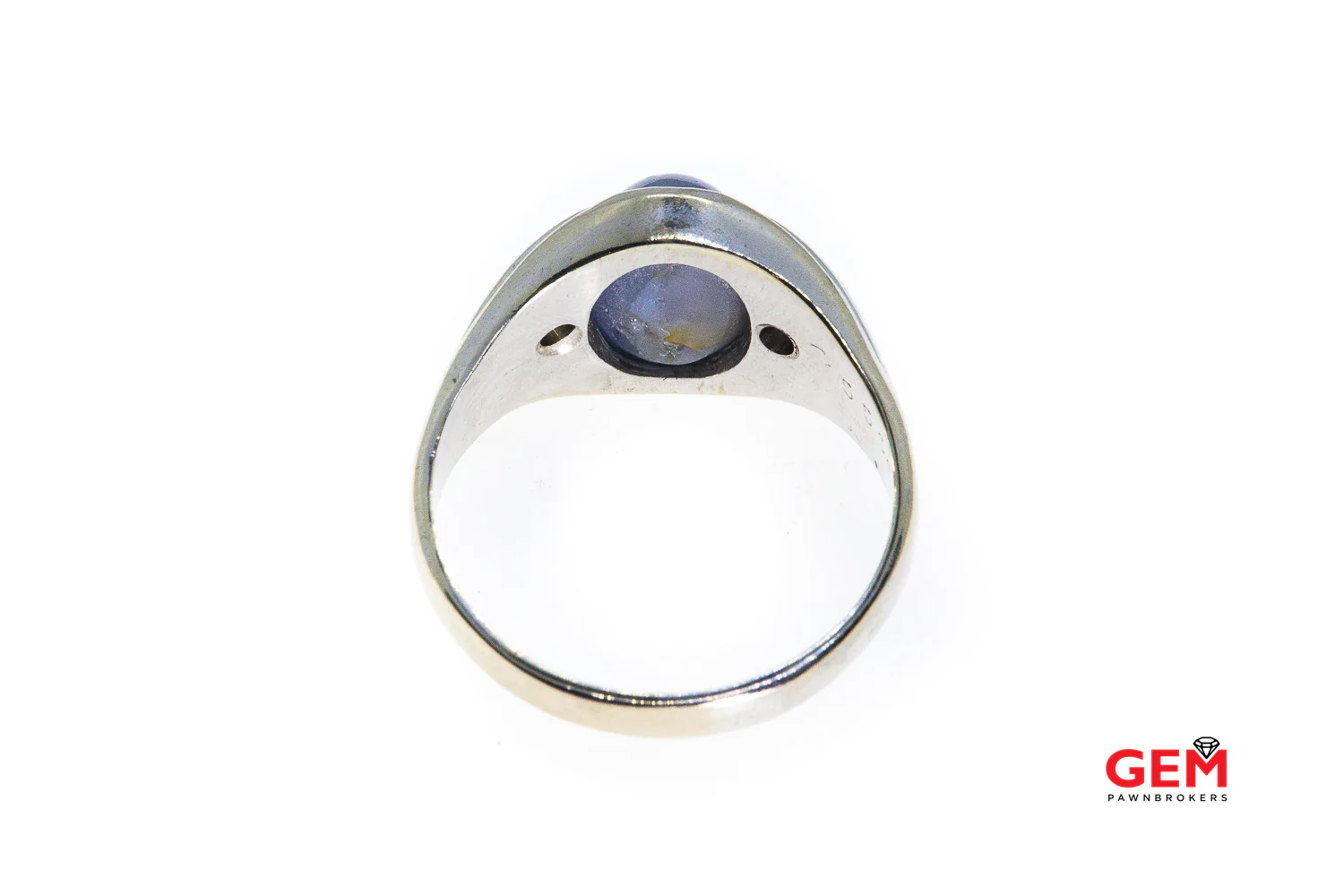 Star Sapphire & Diamond Accent Band Solid 14K 585 White Gold Ring Size 14 1/4 - Image 2