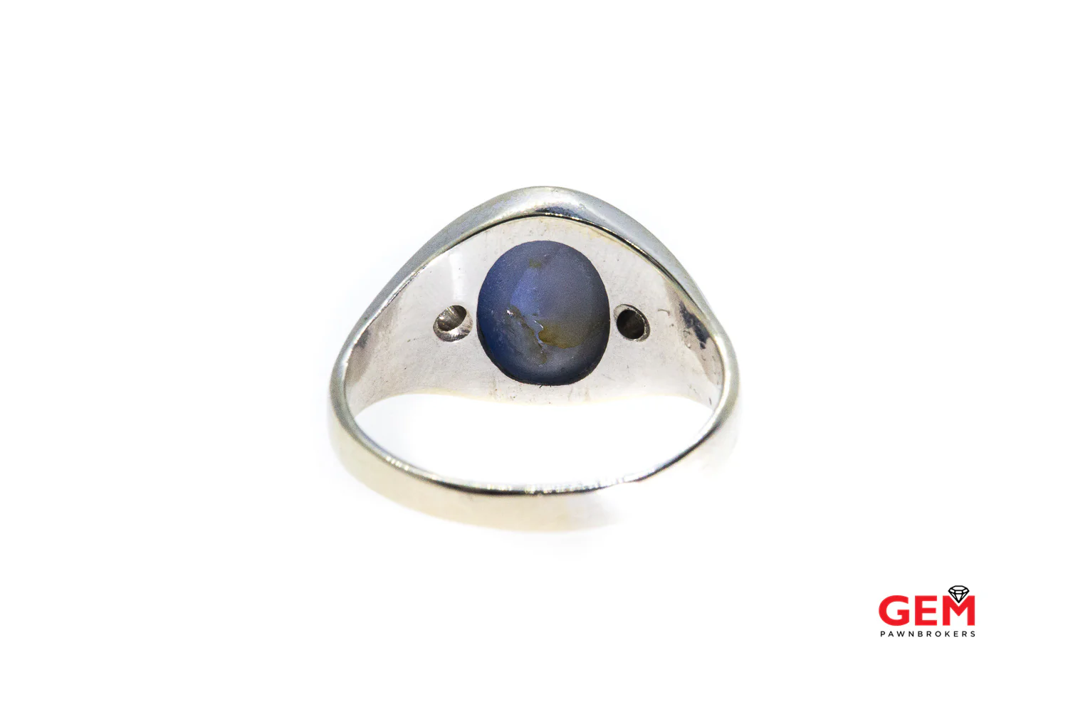 Star Sapphire & Diamond Accent Band Solid 14K 585 White Gold Ring Size 14 1/4 - Image 3
