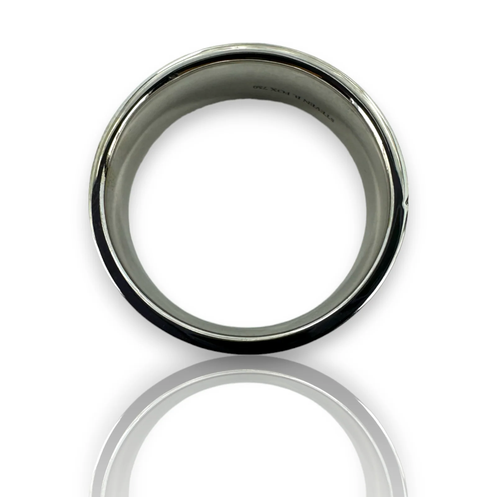 Steven Fox Wedding Band 18kt 750 White Gold Polish Classic Flat Ring Size 8.5 - Image 3