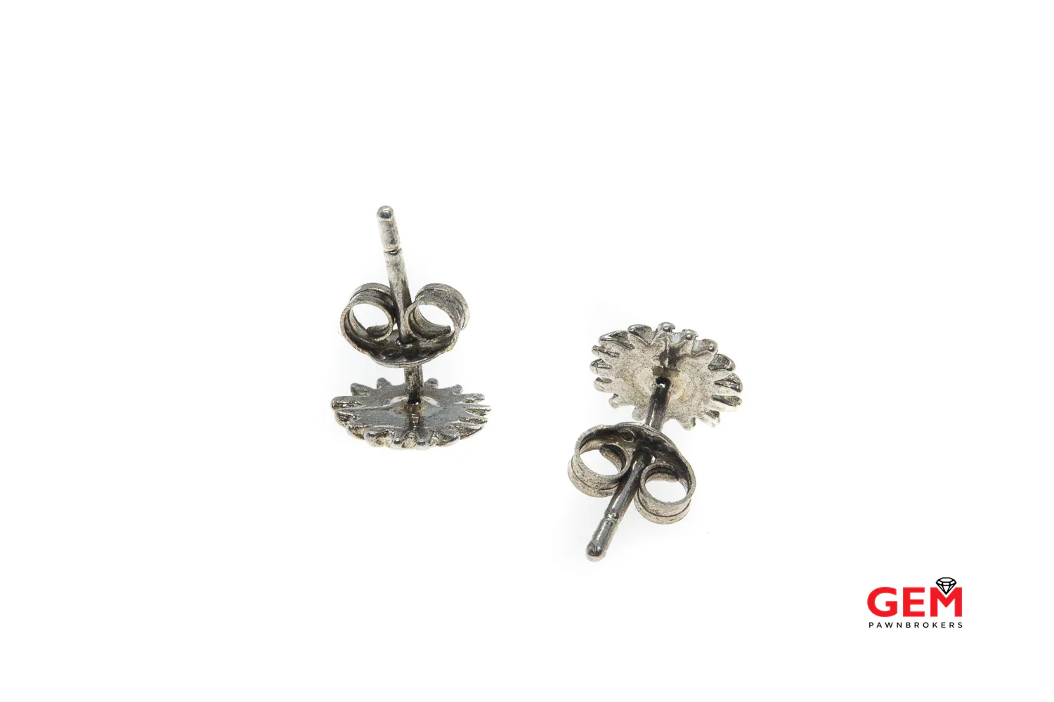 Sunrise & Sunray Smiley Face Solid Sun Studs 925 Sterling Silver Sunburst Earrings - Image 2