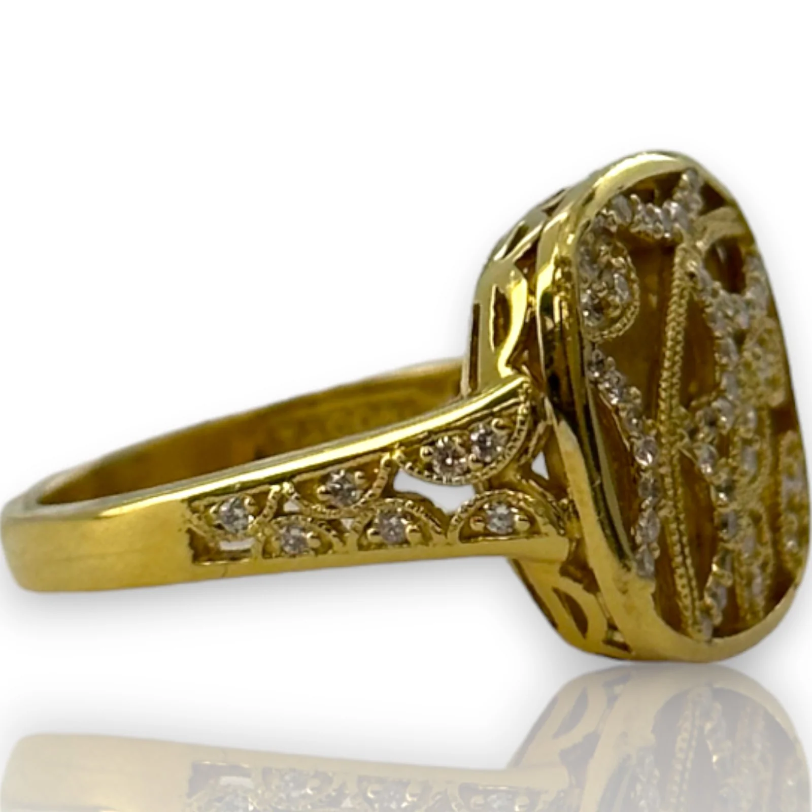 Tacori Champagne Sunset Collection Solid 18kt Yellow Gold and Natural White Diamond Square Cocktail Fashion Ring Size 6.25 - Image 4