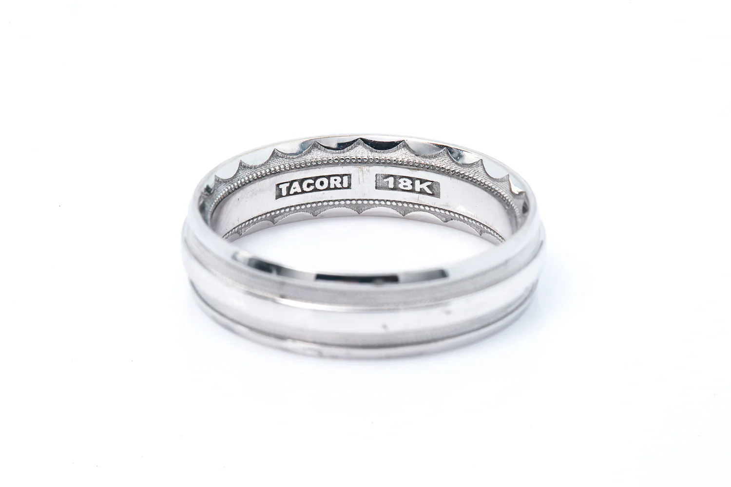 Tacori Double Sculpted Crescent Mens White Gold 18k 750 Wedding Band Ring Size 10.25 - Image 3