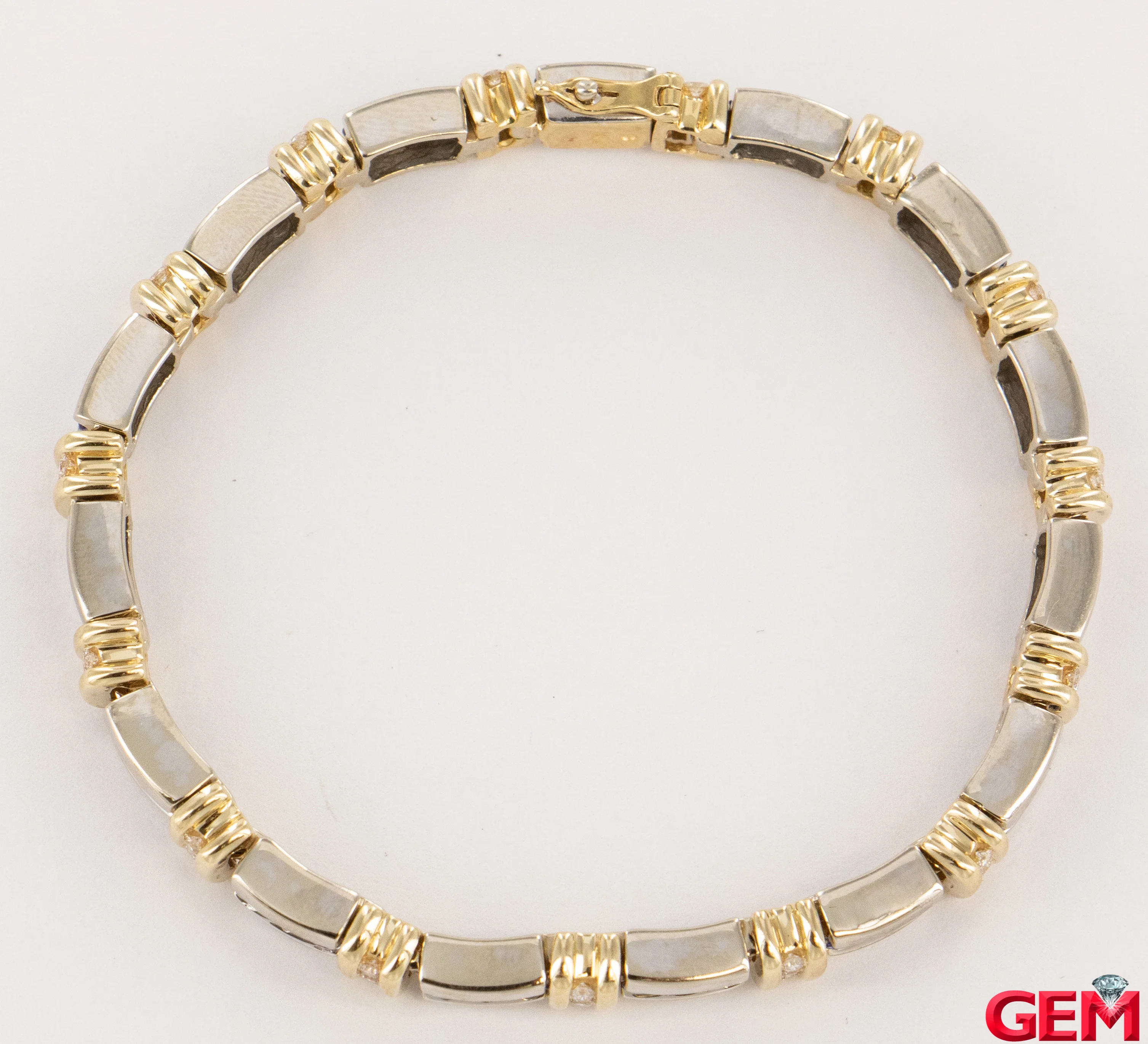 Tanzanite & Diamond White Yellow Gold 14k 585 Tennis Row Station Bracelet 7" - Image 5