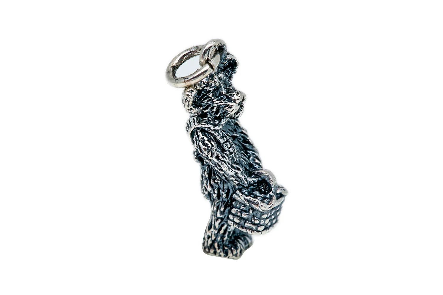 Teddy Bear Picnic Basket Sterling Silver 925 Drop Pendant Charm - Image 3