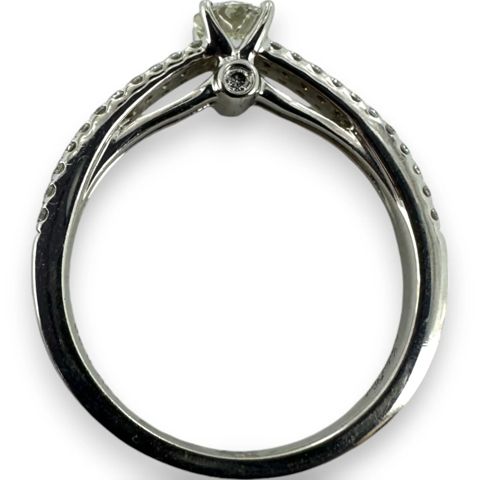 The Juliet Cut 14kt Solid White Gold and Prong Set Diamond Solitaire Wedding Engagement Ring with Pave Sides Size 7 - Image 6