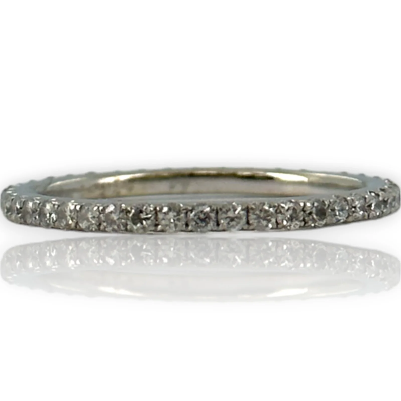 Thin 0.49ctw Diamond Eternity Ring Size 5.5 18kt White Gold Stackable