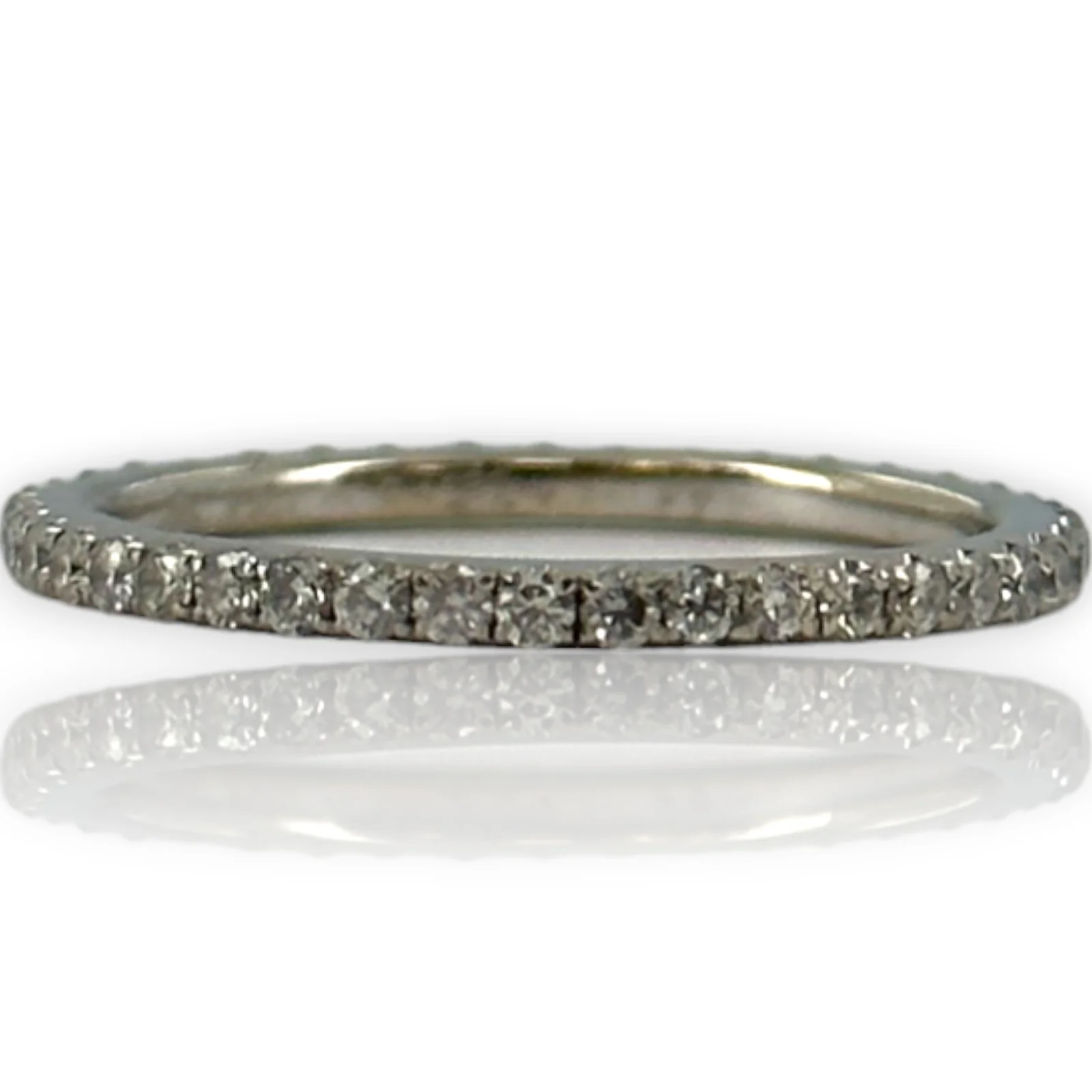 Thin 0.49ctw Diamond Eternity Ring Size 5.5 18kt White Gold Stackable - Image 2