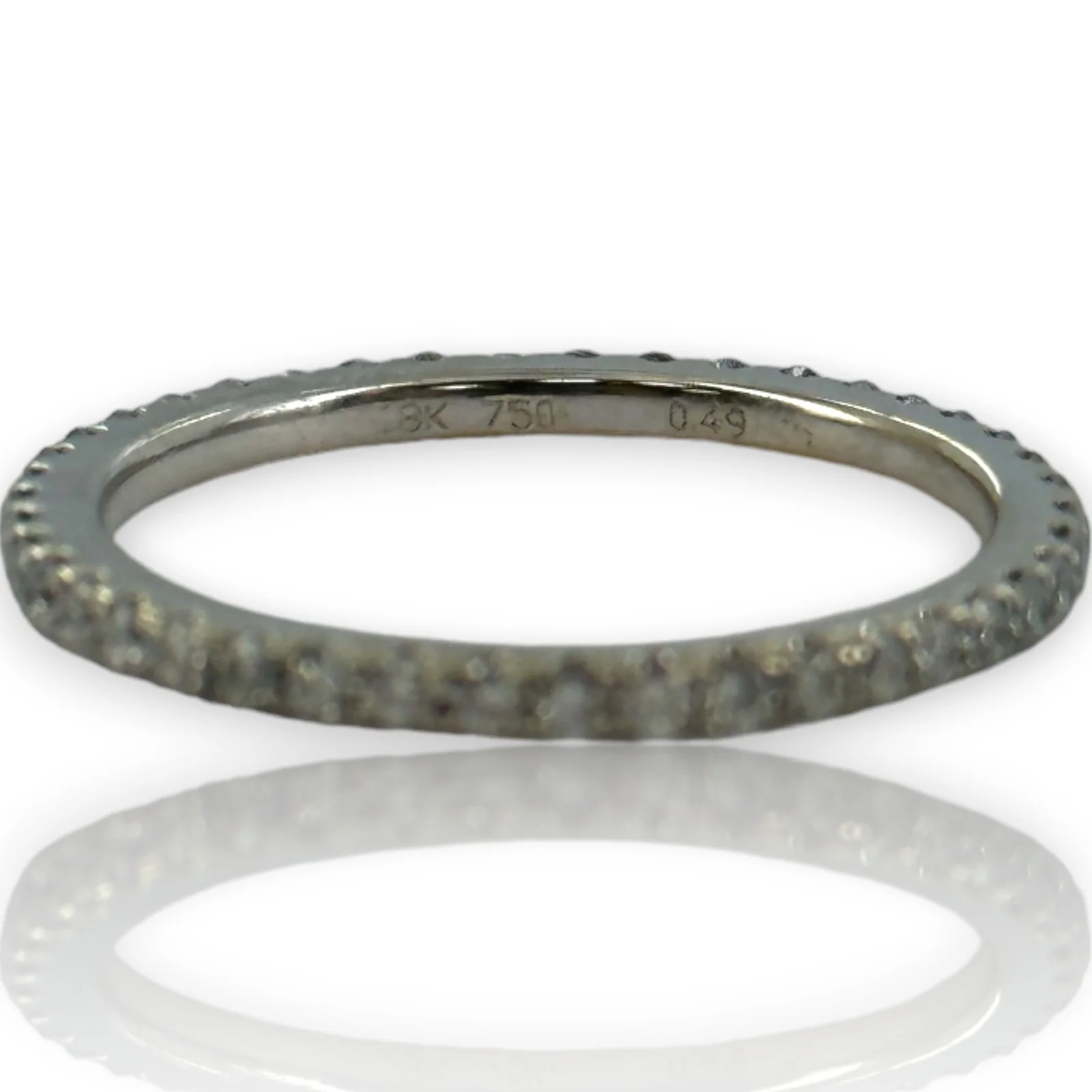 Thin 0.49ctw Diamond Eternity Ring Size 5.5 18kt White Gold Stackable - Image 3