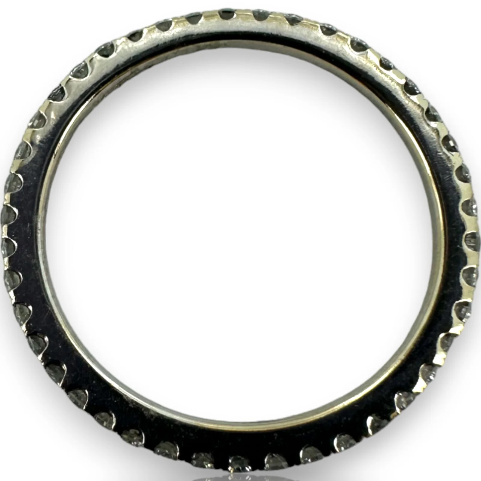 Thin 0.49ctw Diamond Eternity Ring Size 5.5 18kt White Gold Stackable - Image 4