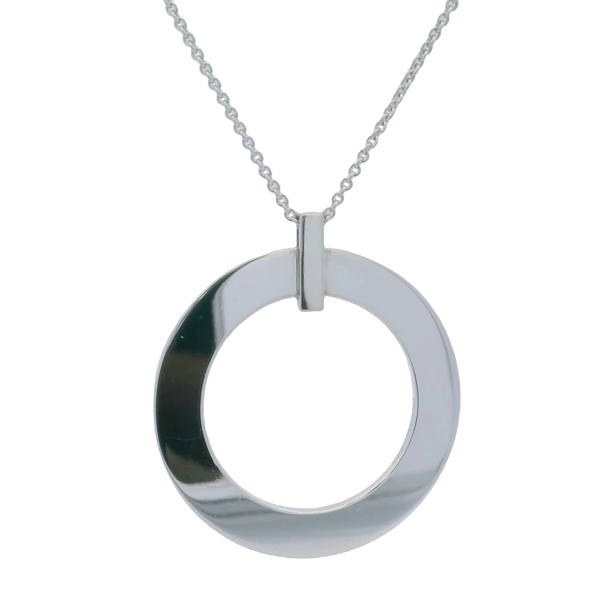 Tiffany & Co 1837 Collection 925 Sterling Silver Large 1.7" Circle Pendant with 18" Chain Made In Italy - Image 2