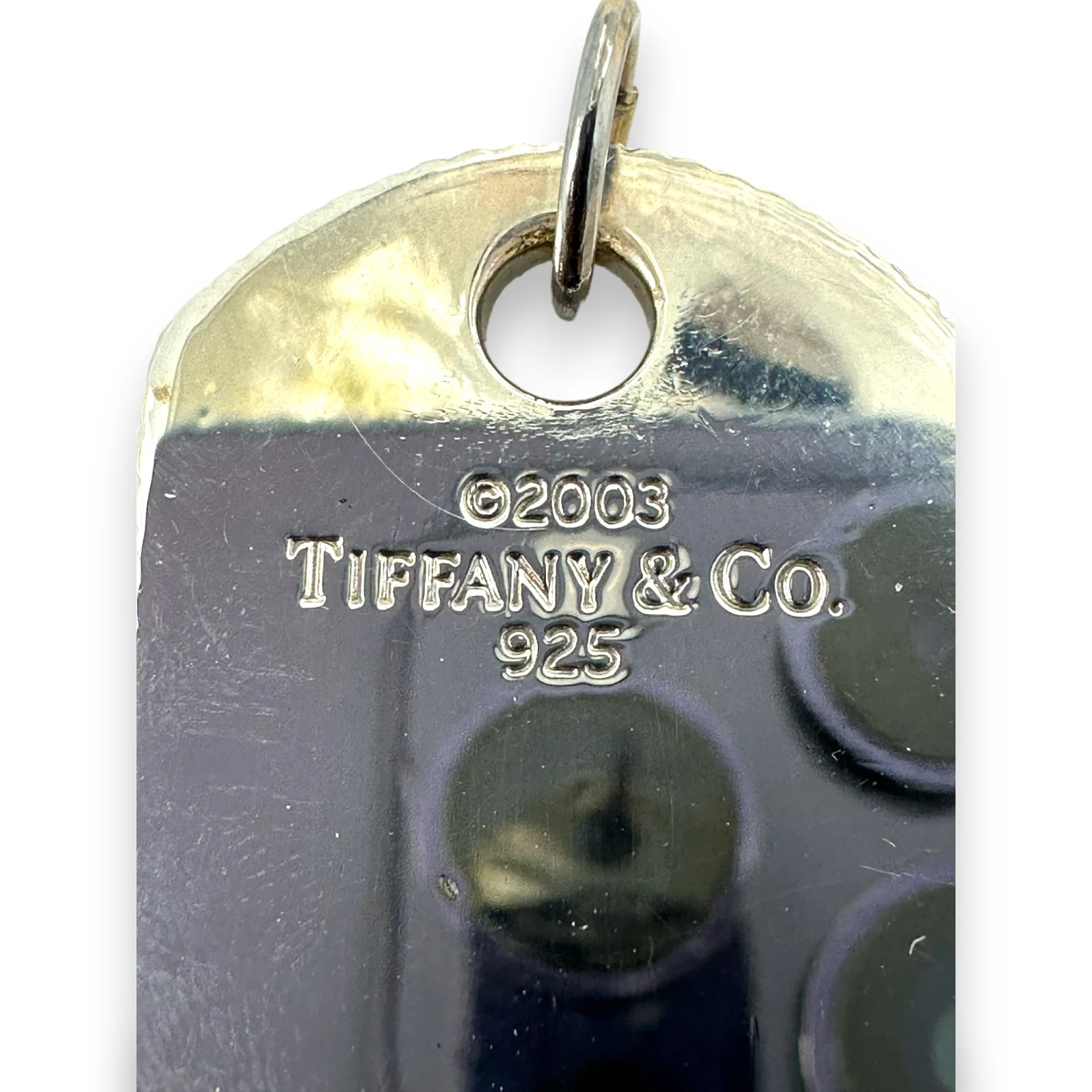 Tiffany & CO 925 Sterling Silver 2003 Coin Edge Dog Tag Pendant Charm - Image 3