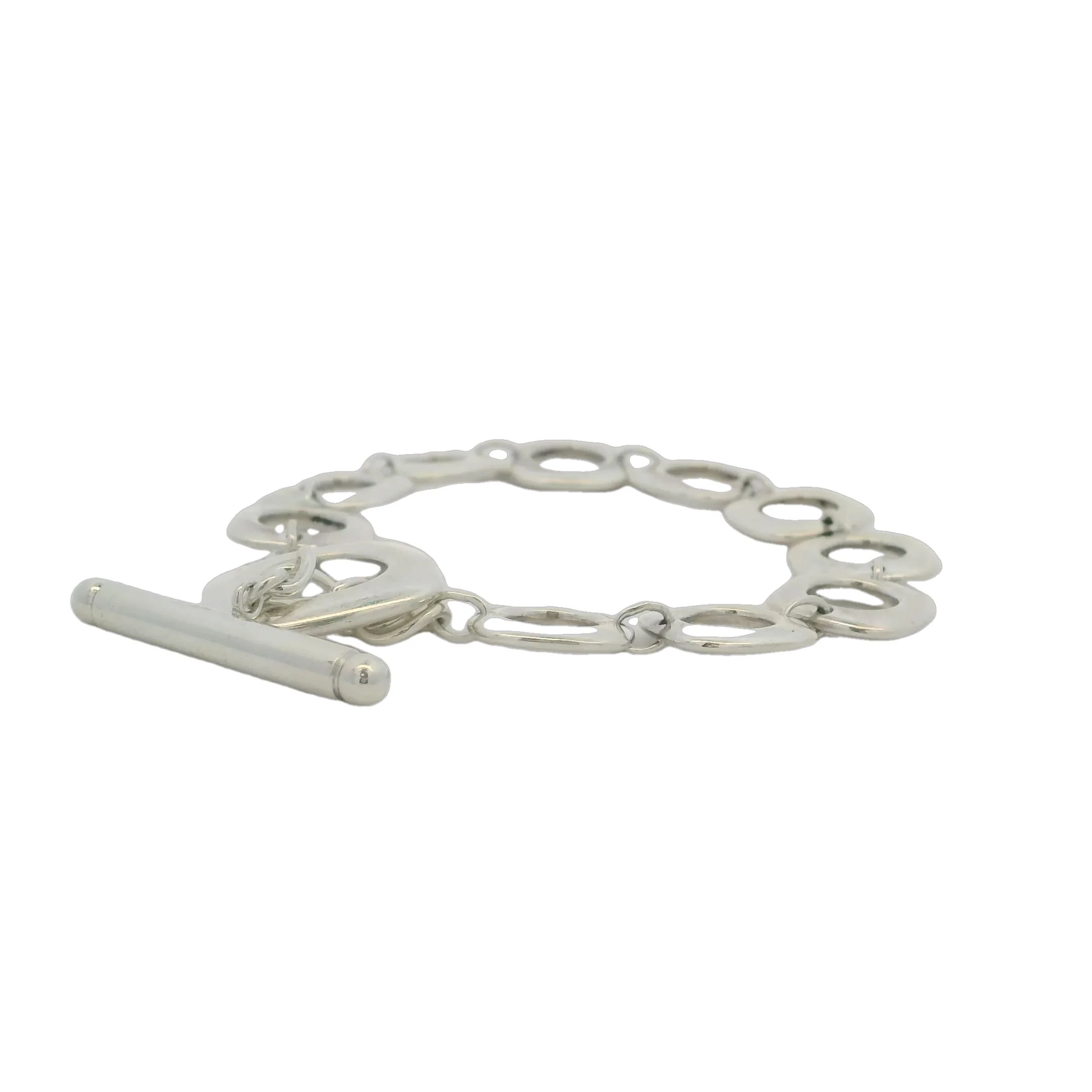 Tiffany & Co 925 Sterling Silver Open Square Cushion Link Toggle Bracelet 7.5" - Image 2