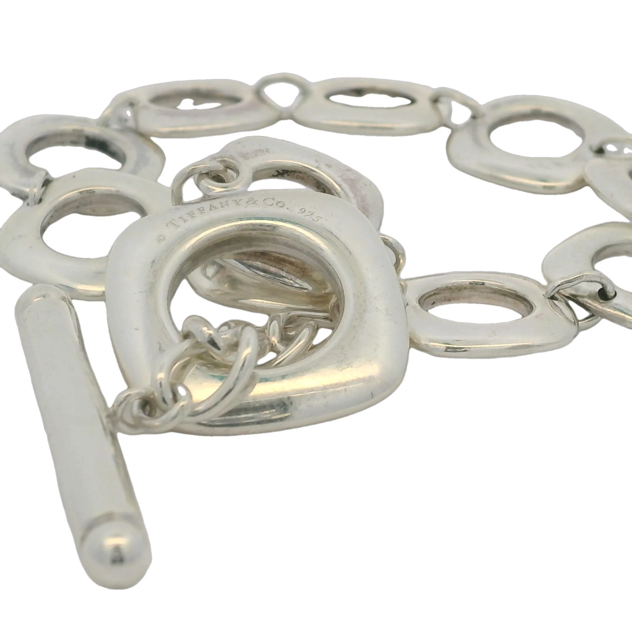 Tiffany & Co 925 Sterling Silver Open Square Cushion Link Toggle Bracelet 7.5" - Image 5