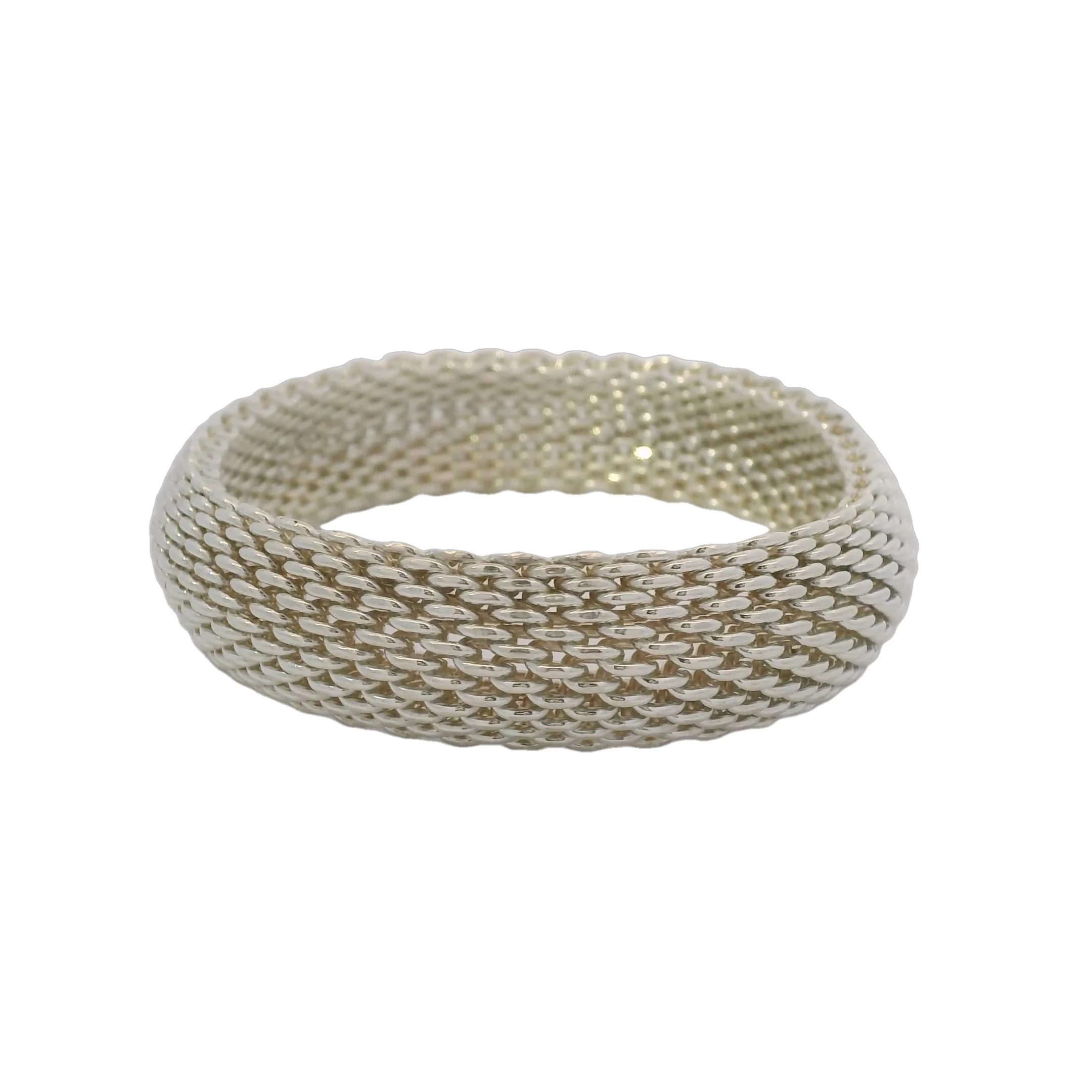 Tiffany & Co 925 Sterling Silver Somerset Mesh Bangle Bracelet Size L 8.5" - Image 2