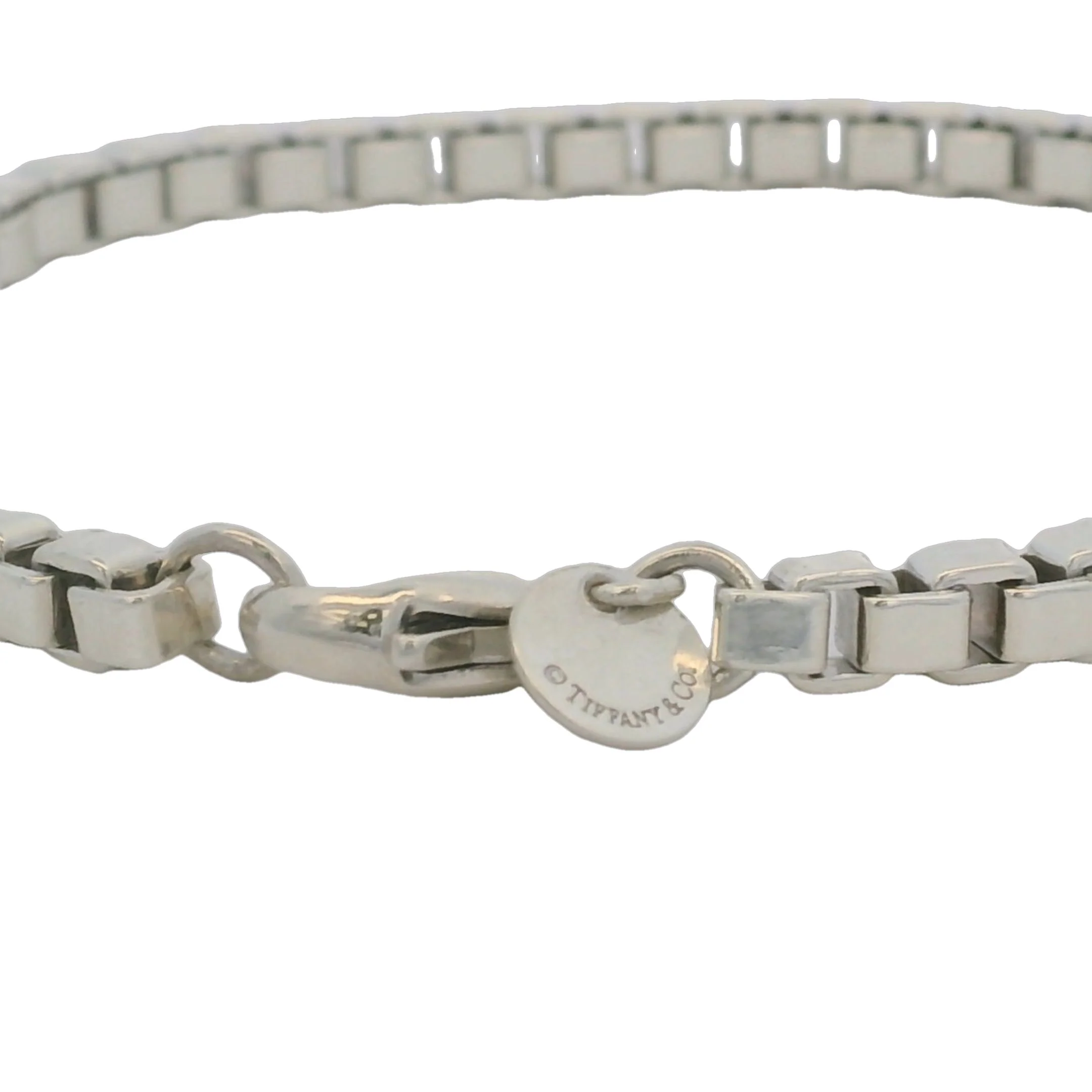 Tiffany & Co 925 Sterling Silver Venetian Box Link Chain 7.75" 4mm Bracelet - Image 8
