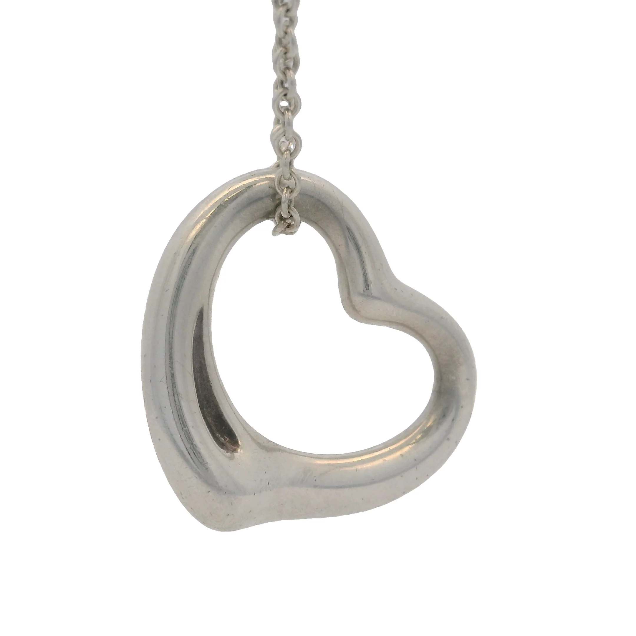 Tiffany & Co Elsa Peretti 925 Sterling Silver 22mm Open Heart Pendant On 16" Chain - Image 4