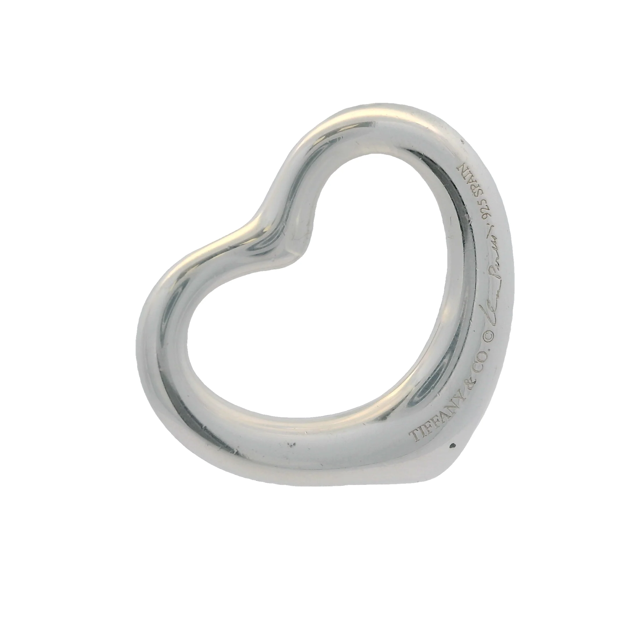 Tiffany & Co Elsa Peretti 925 Sterling Silver 22mm Wide Open Heart Necklace Pendant - Image 4
