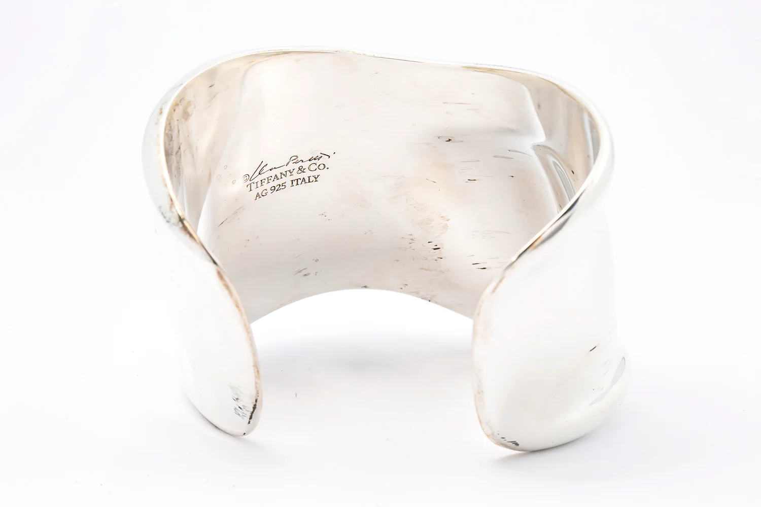 Tiffany & Co Elsa Peretti 925 Sterling Silver Bone Cuff Bangle 61mm Version - Image 4