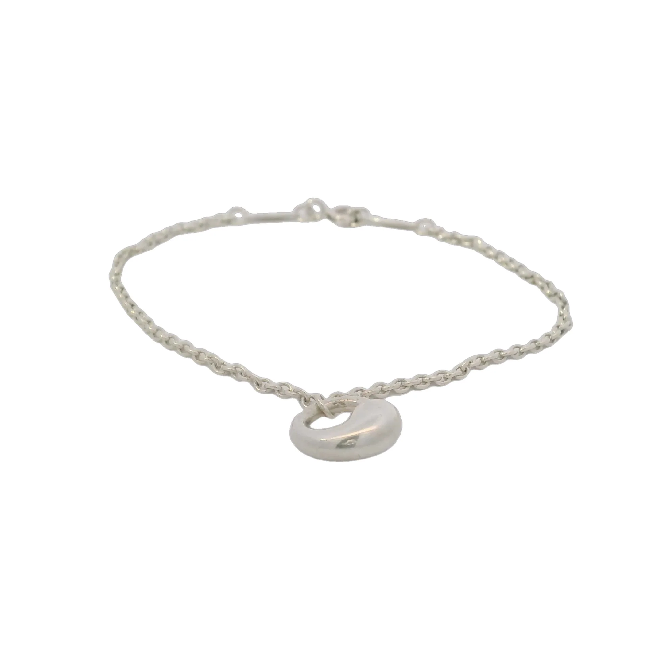 Tiffany & CO Elsa Peretti 925 Sterling Silver Eternal Circle Charm Station 7.25" Bracelet Made In Spain - Image 2