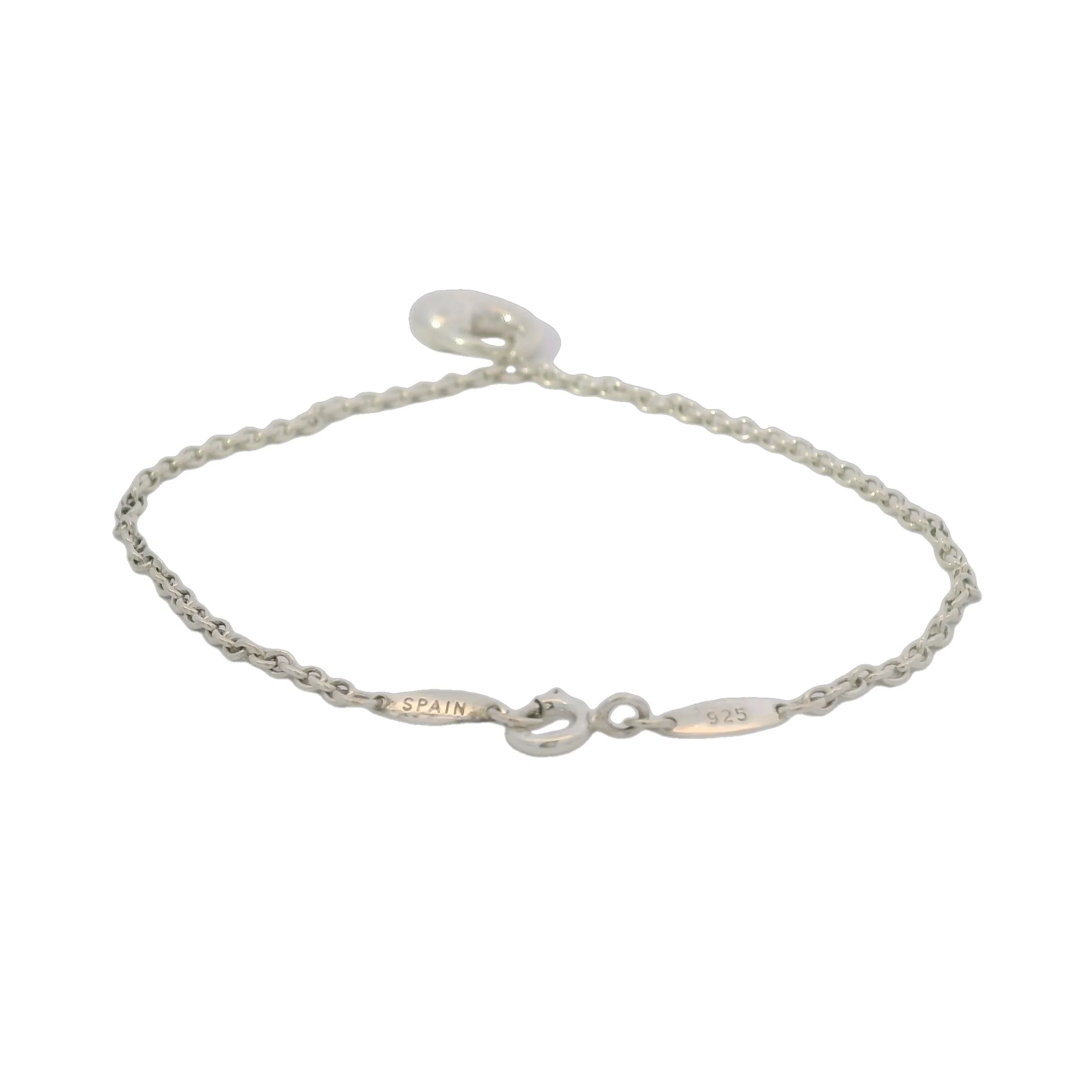 Tiffany & CO Elsa Peretti 925 Sterling Silver Eternal Circle Charm Station 7.25" Bracelet Made In Spain - Image 3