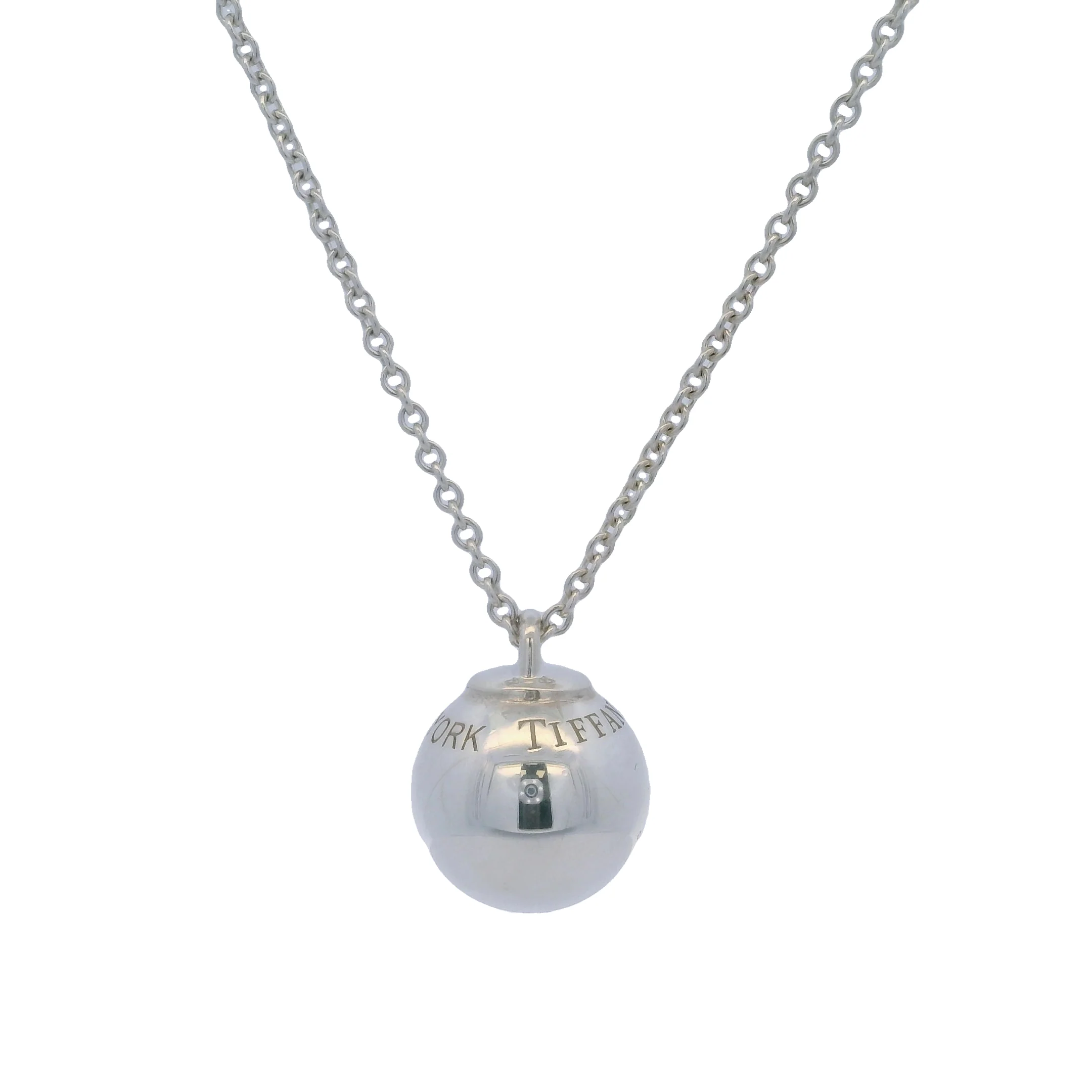 Tiffany & Co HardWear Collection 925 Sterling Silver 12.75mm Ball Pendant on Adjustable 18-20" Chain - Image 2